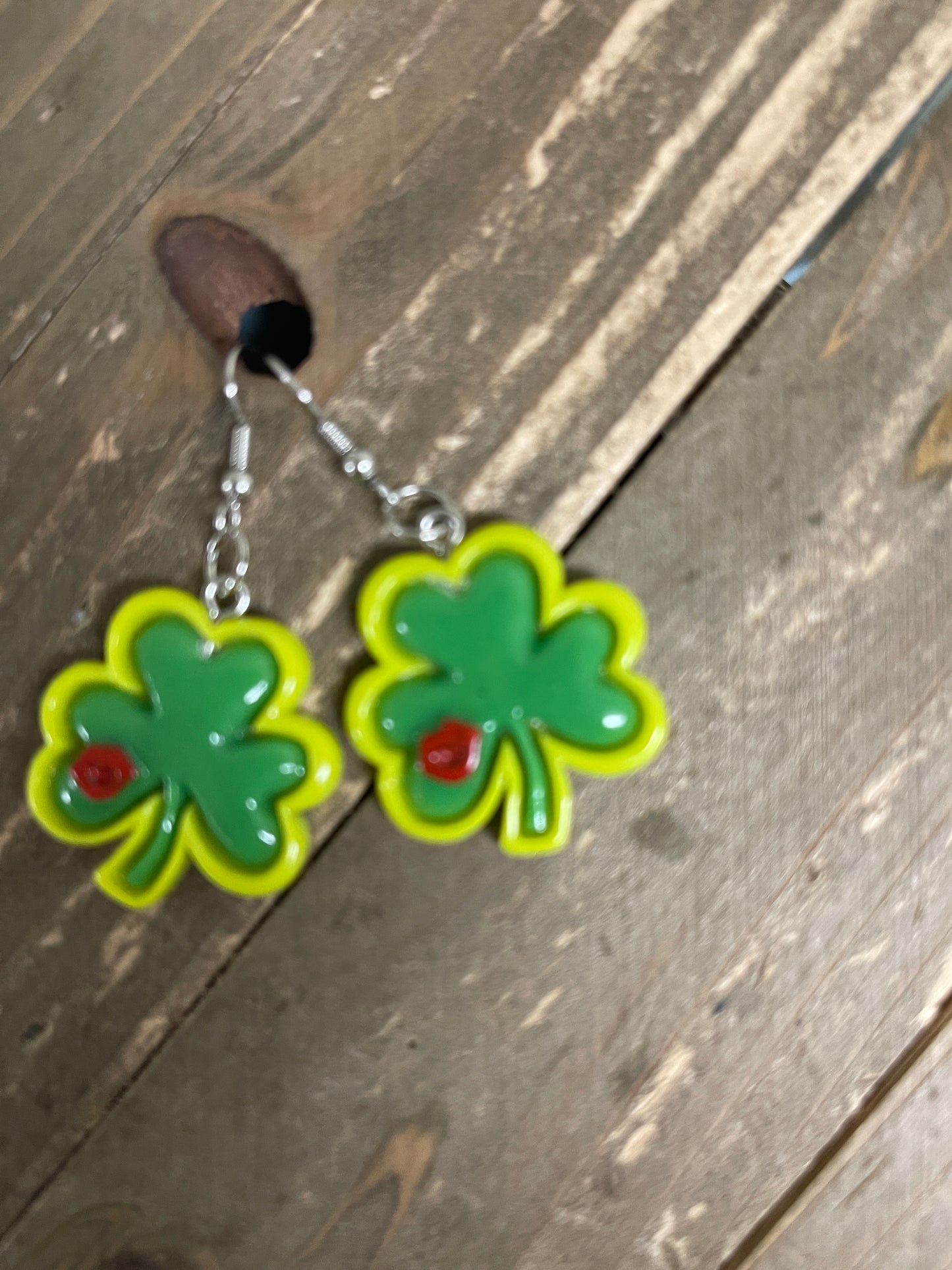 St. Patrick's Day Shamrock Resin Charm Wire EarringPink tiful of LOVE