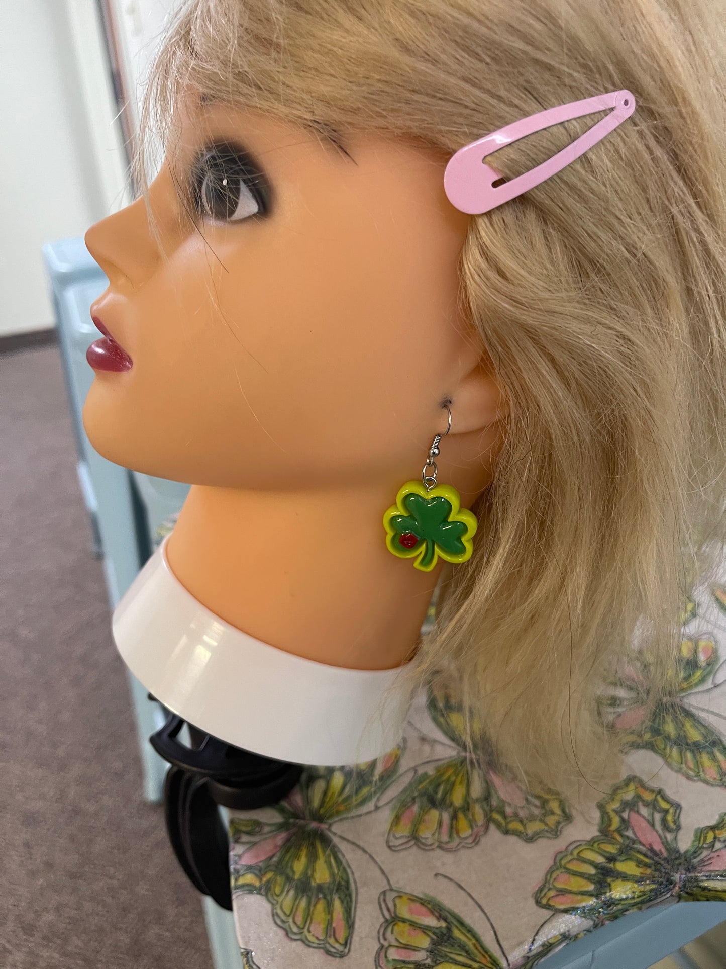 St. Patrick's Day Shamrock Resin Charm Wire EarringPink tiful of LOVE