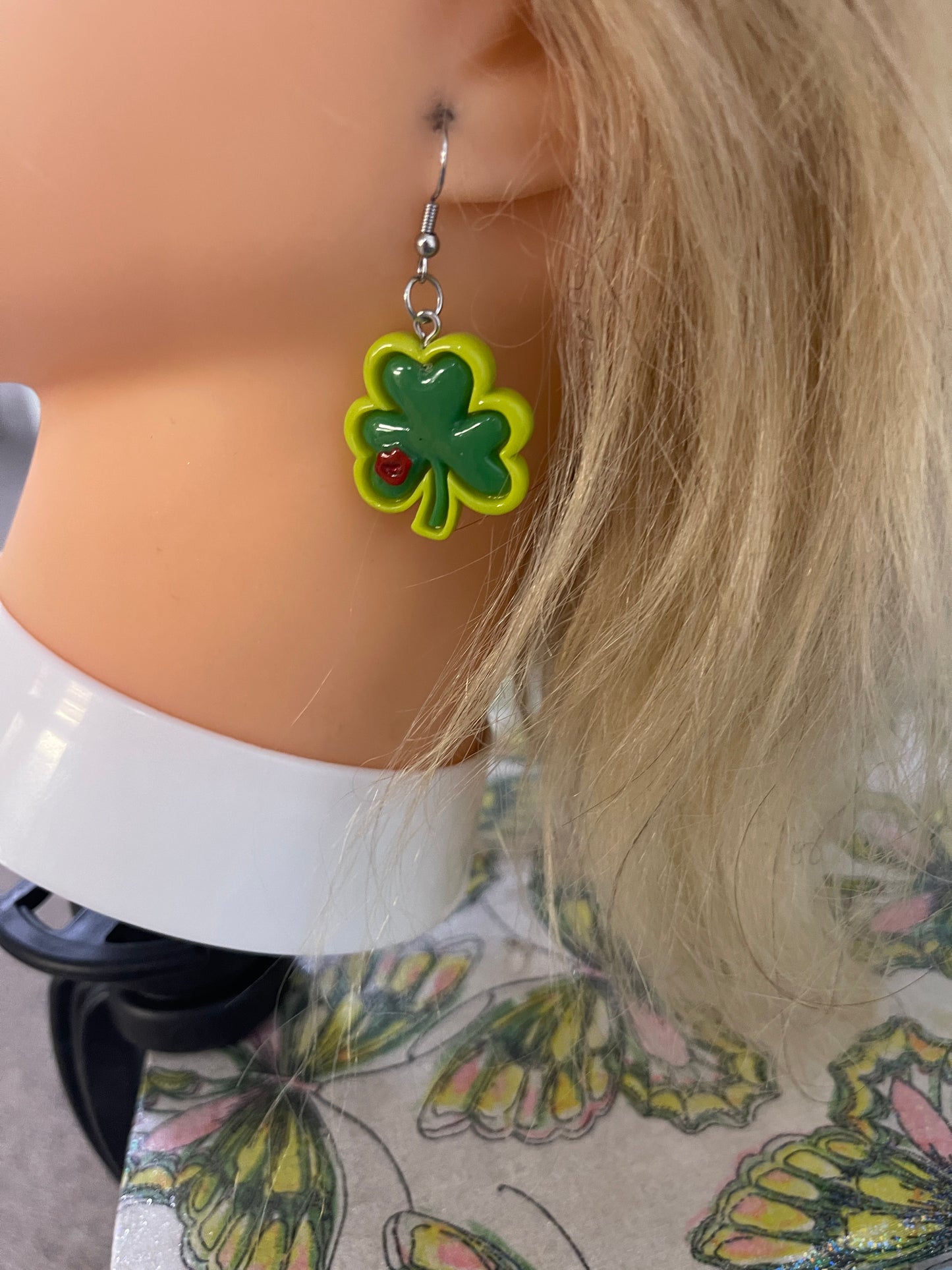 St. Patrick's Day Shamrock Resin Charm Wire EarringPink tiful of LOVE