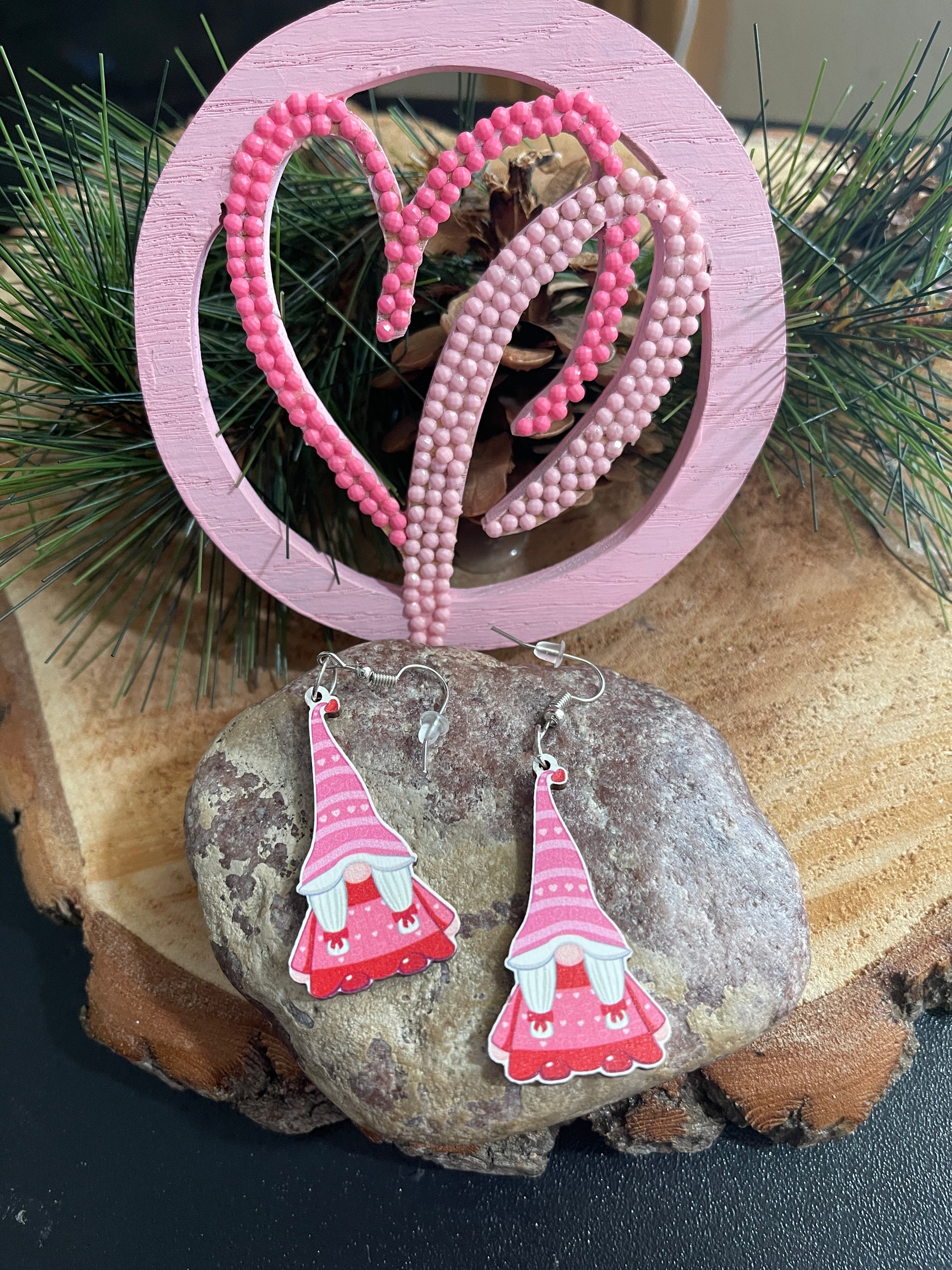Valentine Gnome Wire earrings-1Pink tiful of LOVE