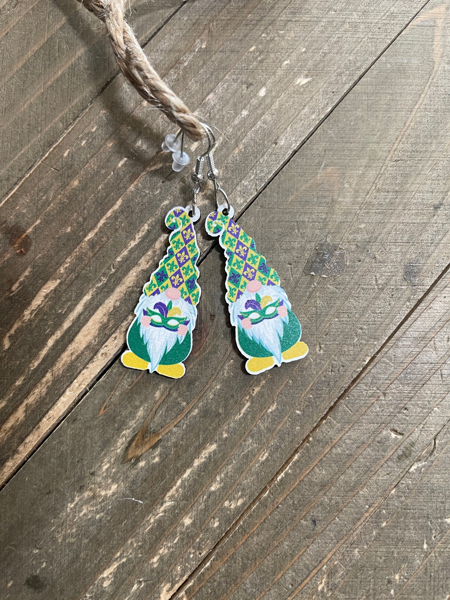 Mardi Gras Gnome Wire earringsPink tiful of LOVE