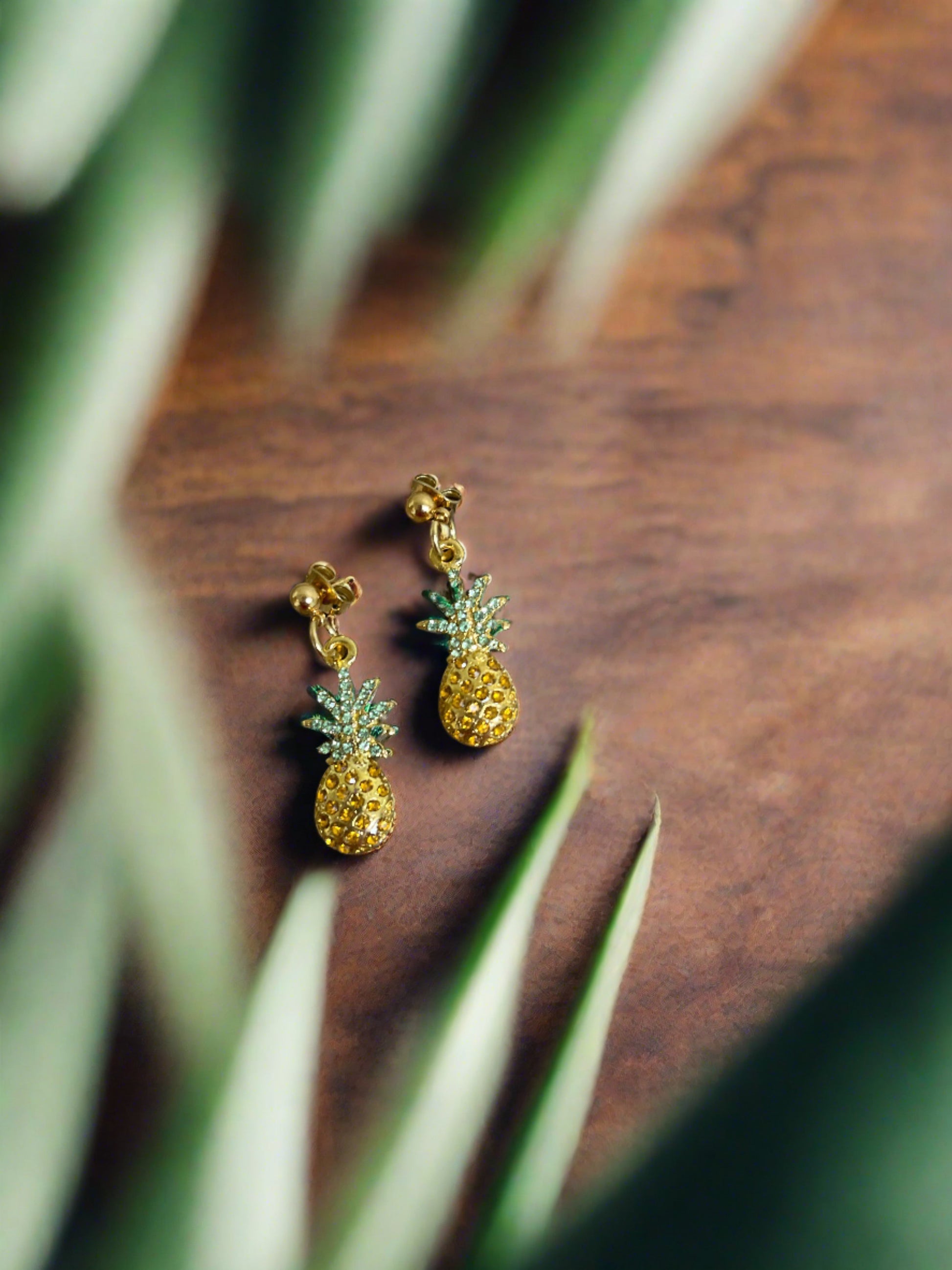 Pineapple-Gold Plated, Rhinestone charms Ball Post earringsPink tiful of LOVE