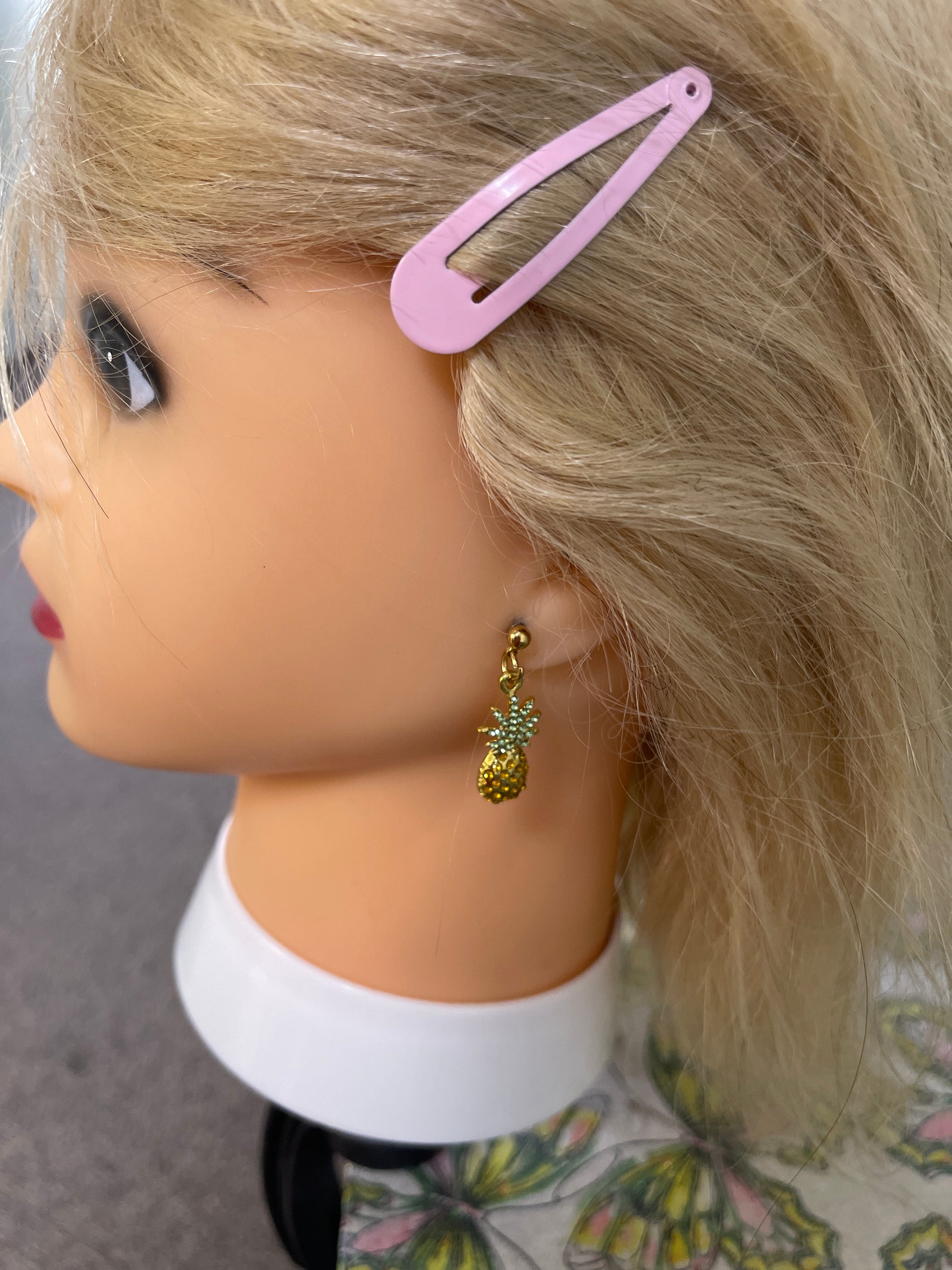 Pineapple-Gold Plated, Rhinestone charms Ball Post earringsPink tiful of LOVE