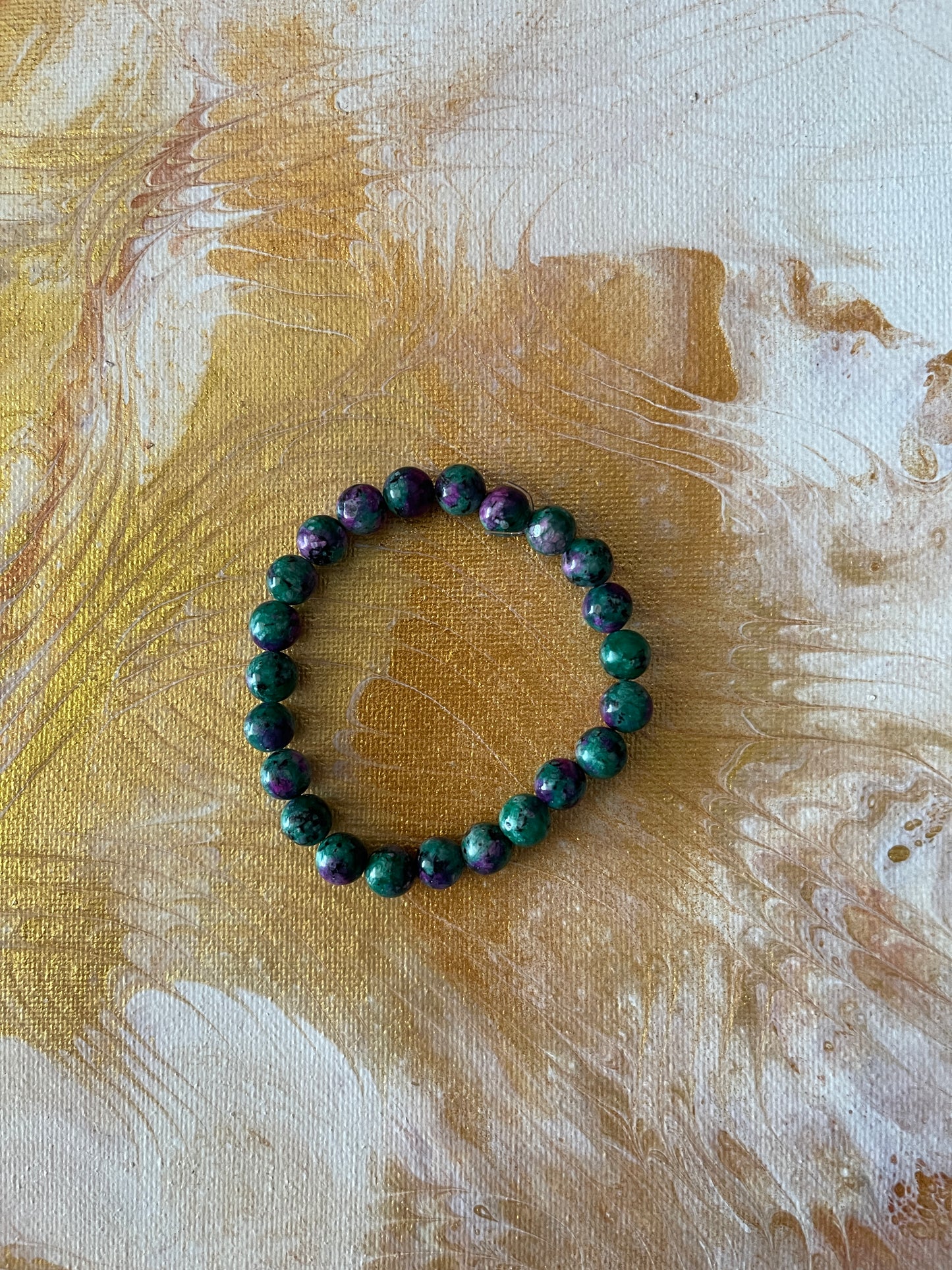 Green Jasper Round Beaded Elastic/Stretch BraceletPink tiful of LOVE