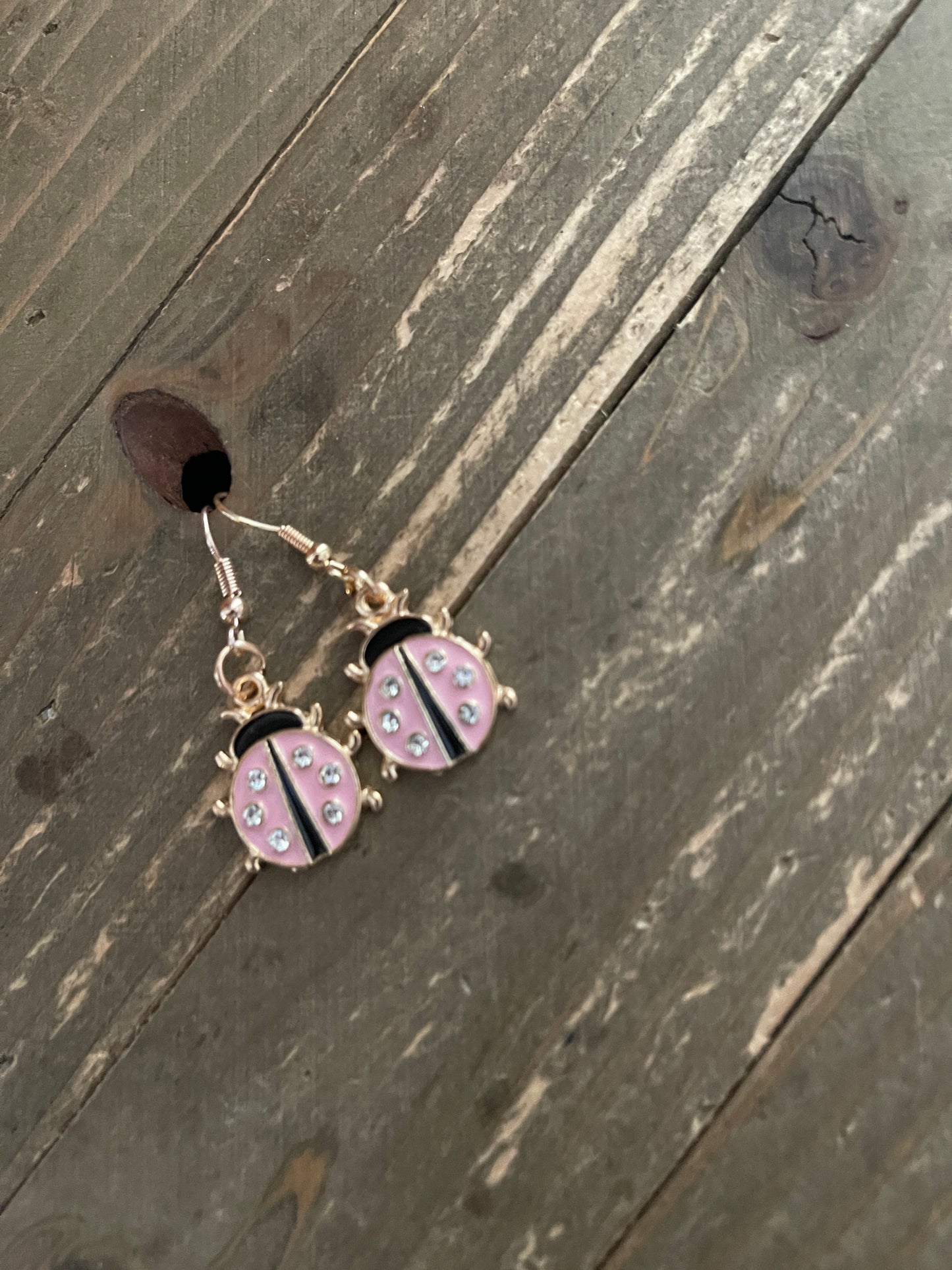Pink Ladybug Charm Wire earringsPink tiful of LOVE