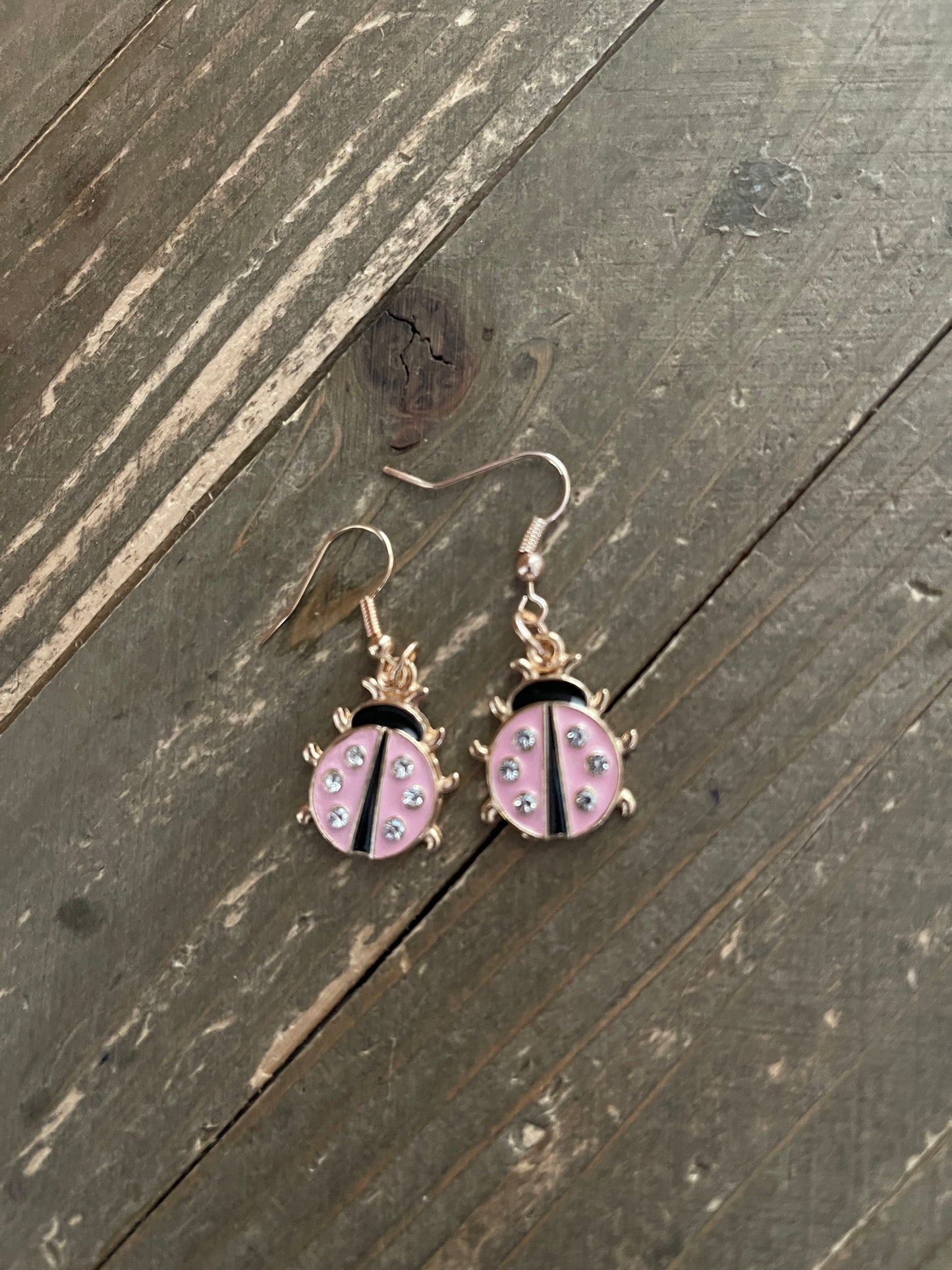 Pink Ladybug Charm Wire earringsPink tiful of LOVE
