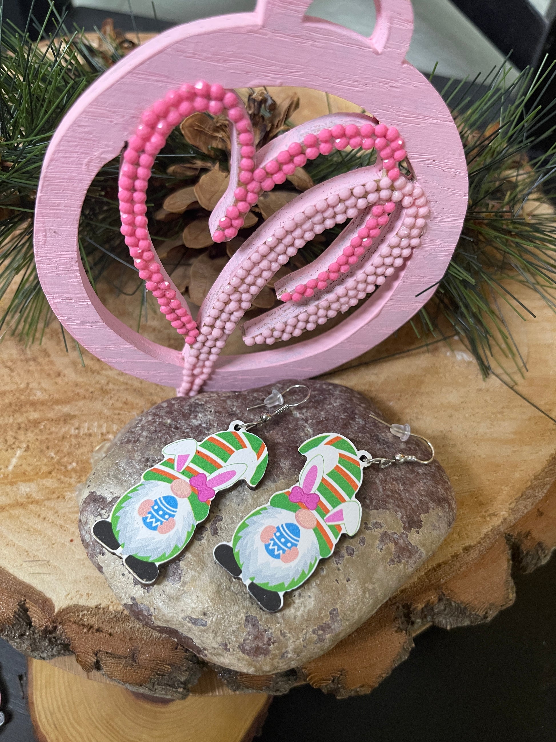 Easter Gnome Wire earringsPink tiful of LOVE