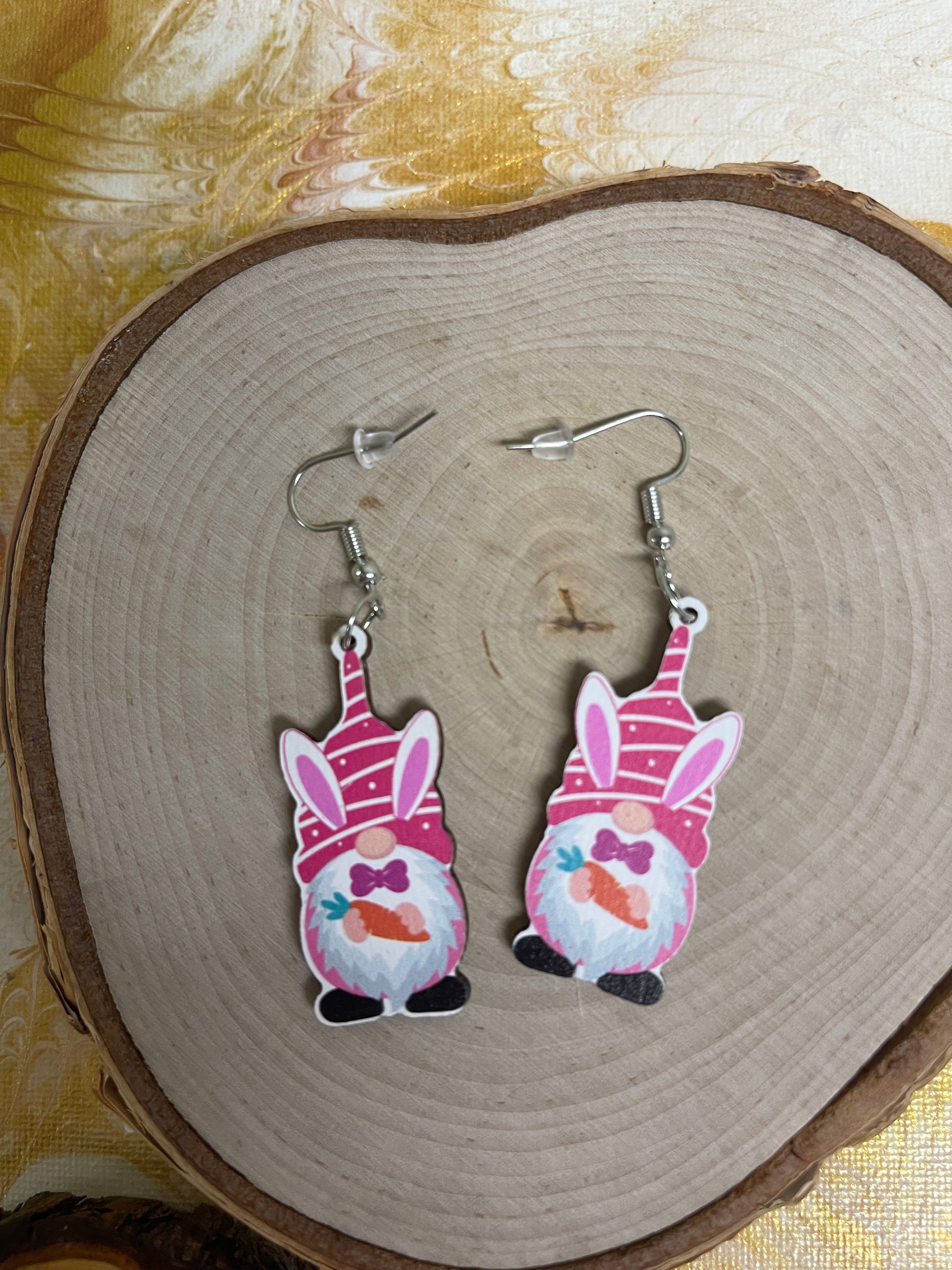 Easter Bunny Ears Gnome Wire earringsPink tiful of LOVE