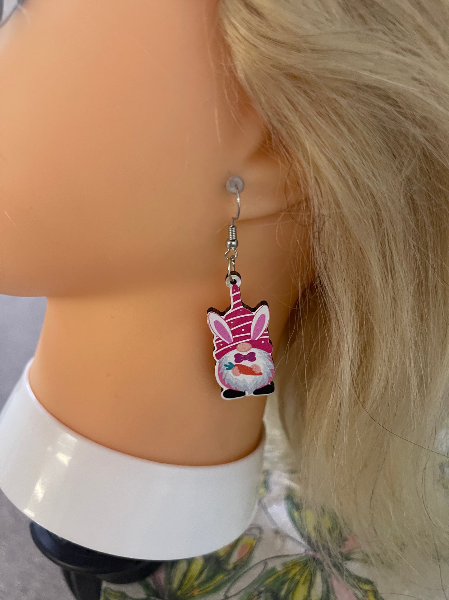 Easter Bunny Ears Gnome Wire earringsPink tiful of LOVE
