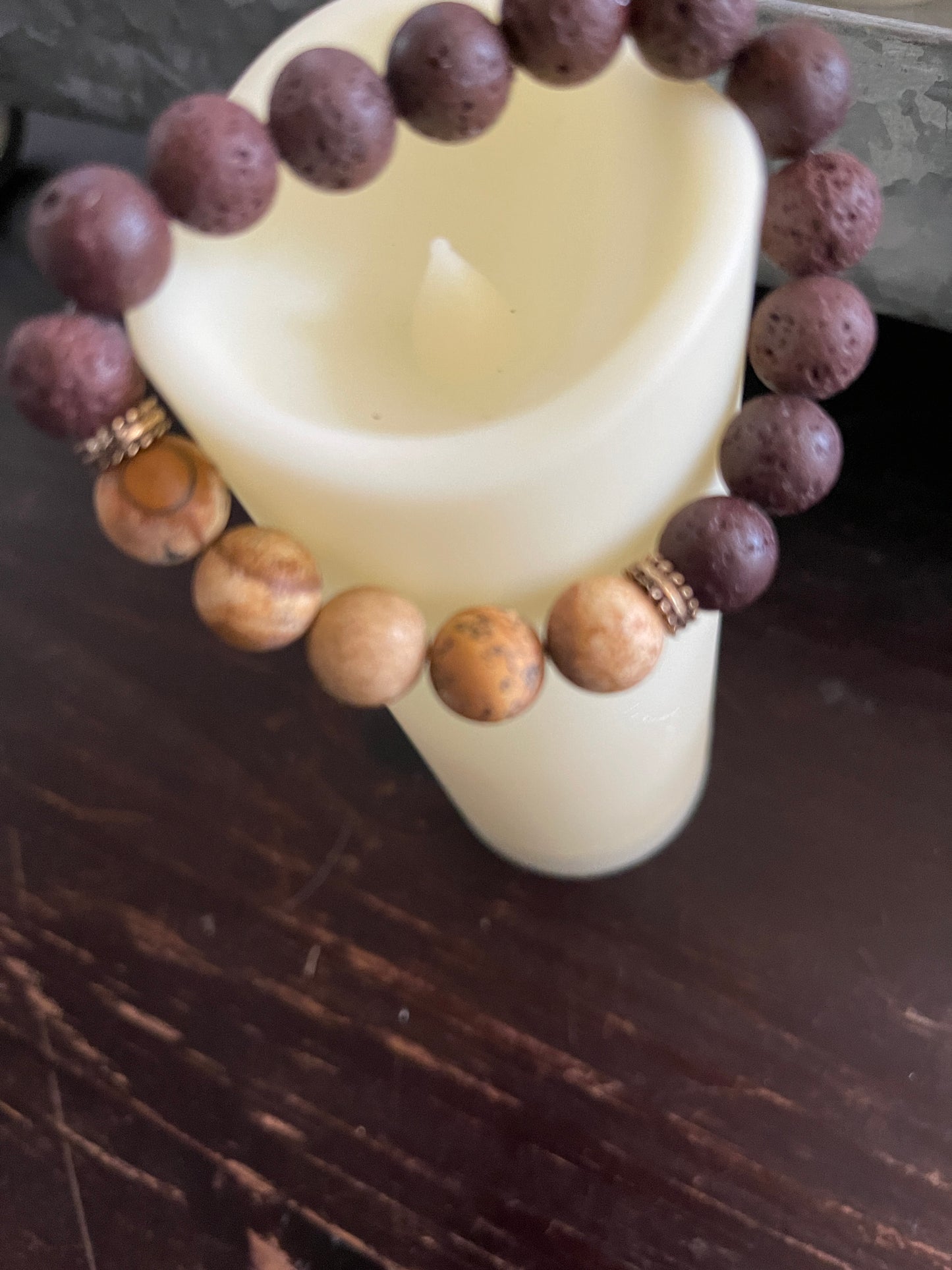 Brown Lava Beaded Elastic/Stretch BraceletPink tiful of LOVE