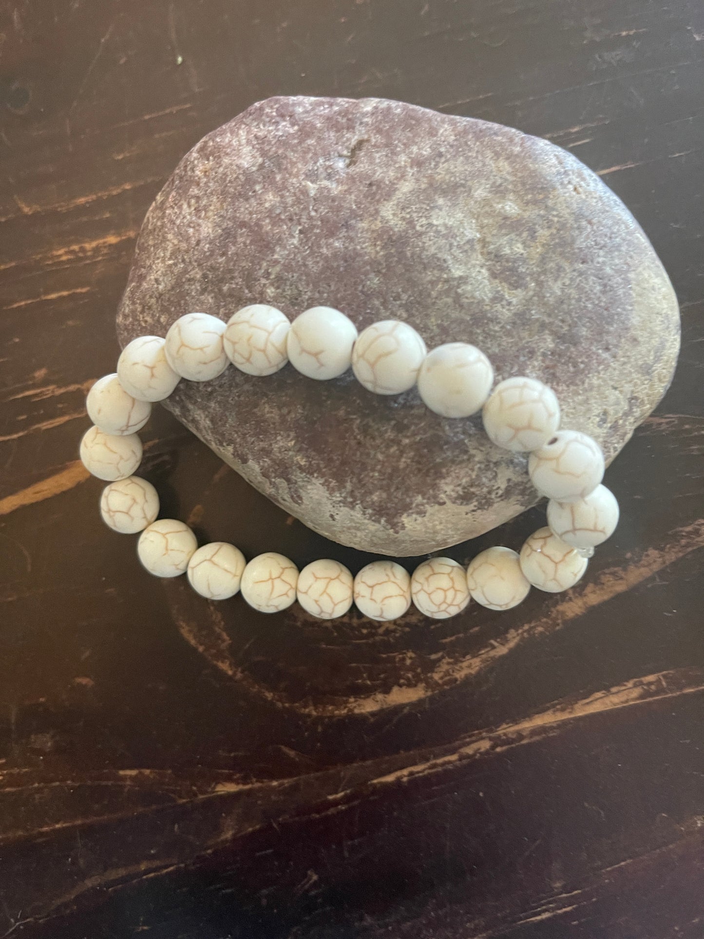 Cream Round Beaded Elastic/Stretch BraceletPink tiful of LOVE