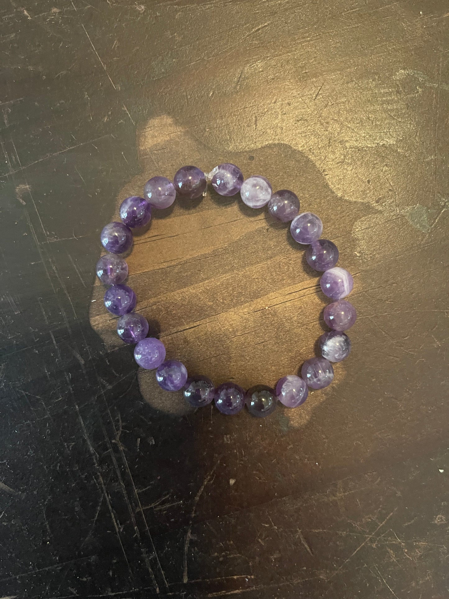 Amethyst Round Beaded Elastic/Stretch BraceletPink tiful of LOVE