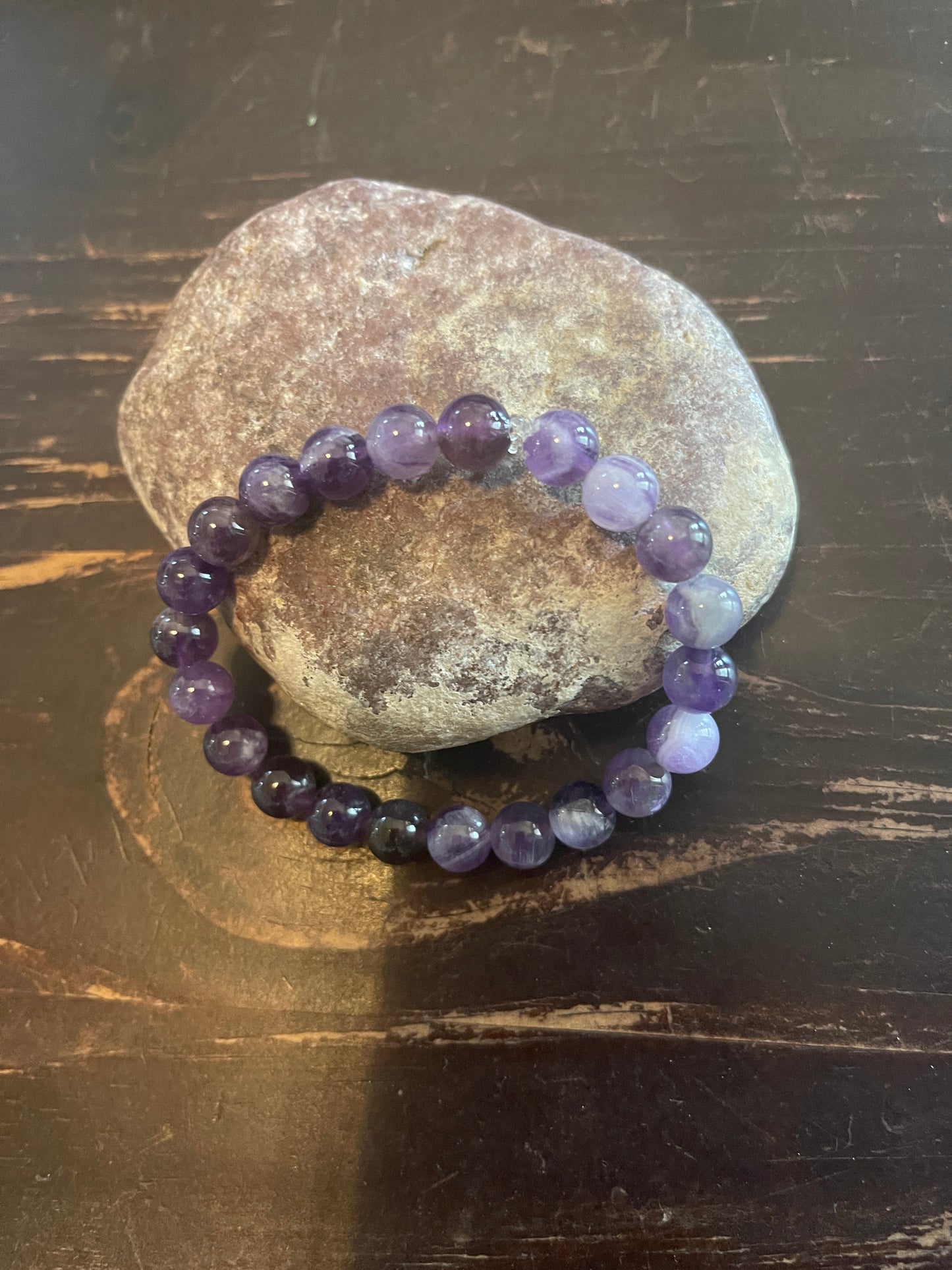 Amethyst Round Beaded Elastic/Stretch BraceletPink tiful of LOVE