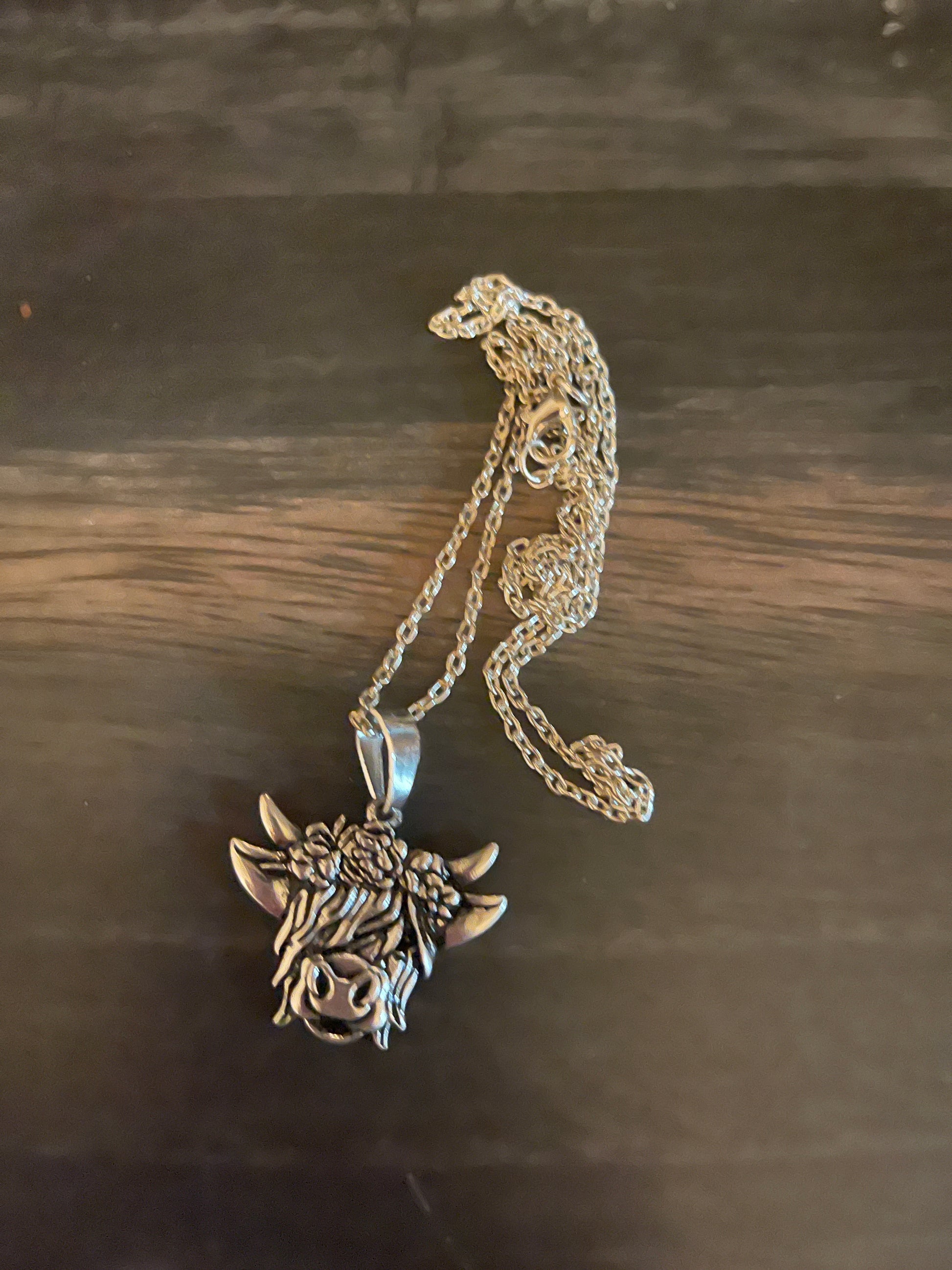 Highland Cow pendant on a Silver Chain NecklacePink tiful of LOVE