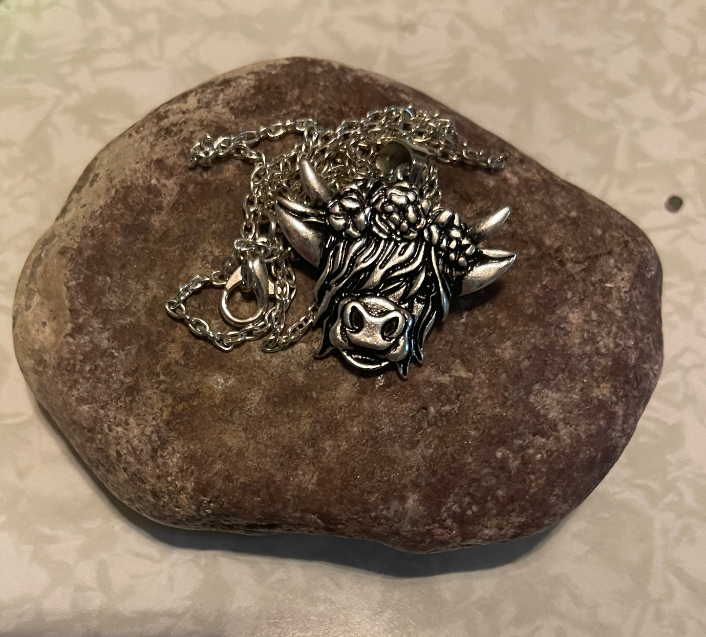 Highland Cow pendant on a Silver Chain NecklacePink tiful of LOVE