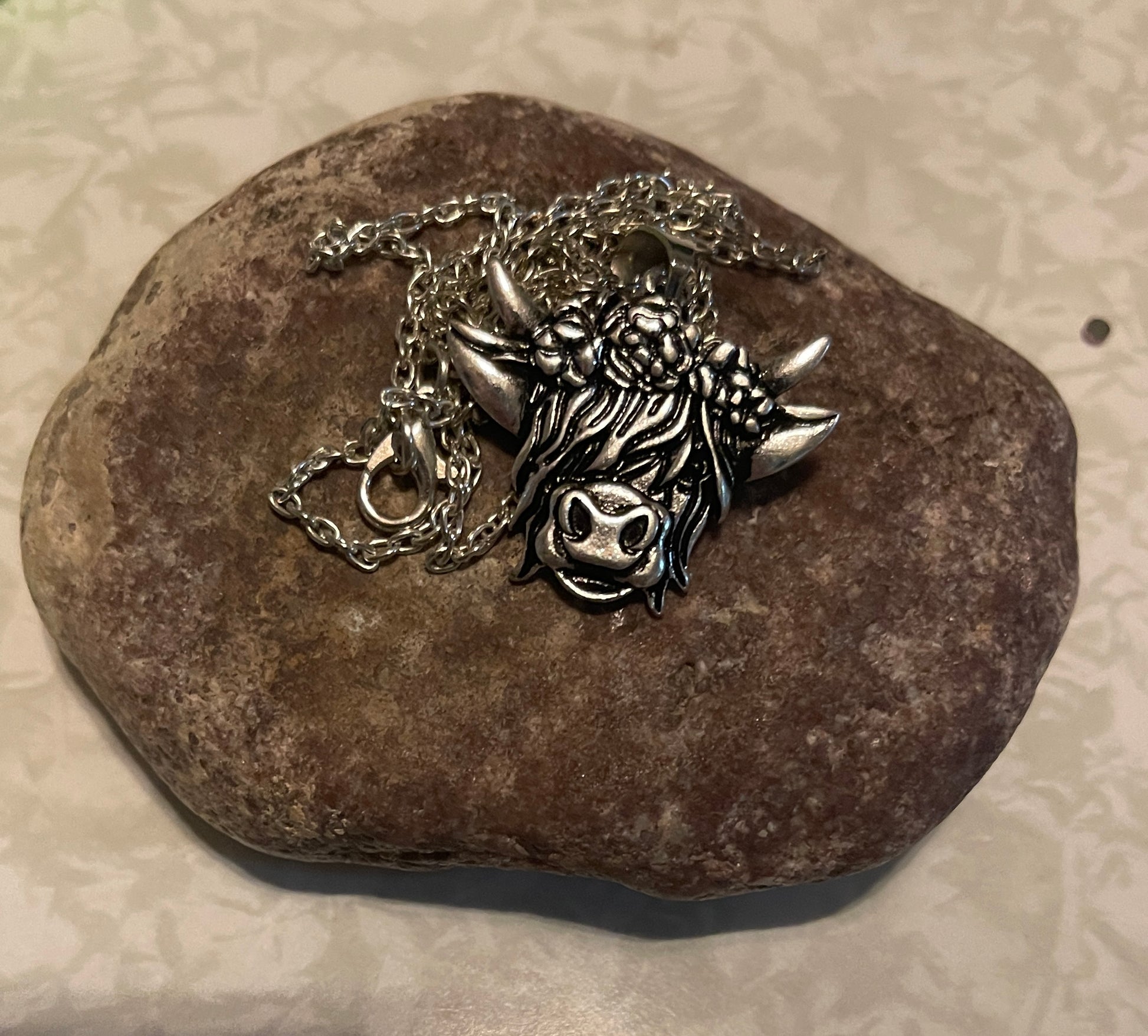 Highland Cow pendant on a Silver Chain NecklacePink tiful of LOVE