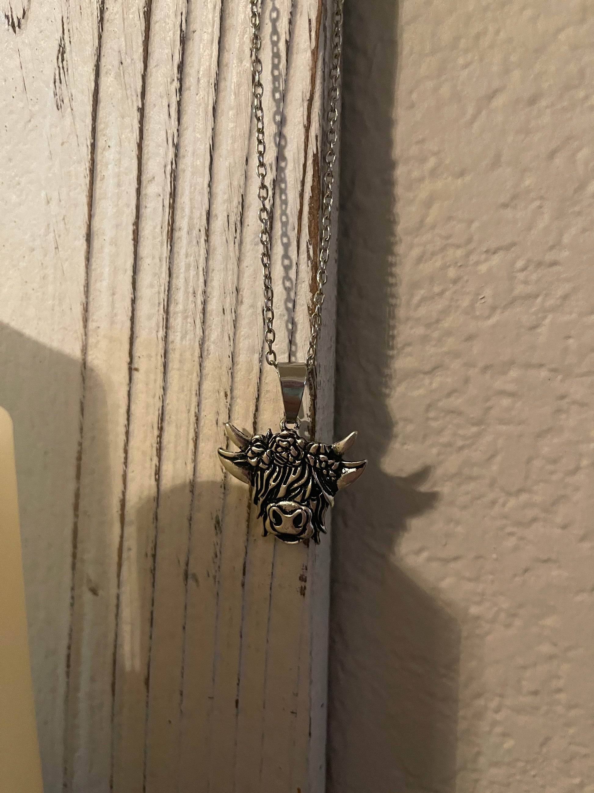 Highland Cow pendant on a Silver Chain NecklacePink tiful of LOVE