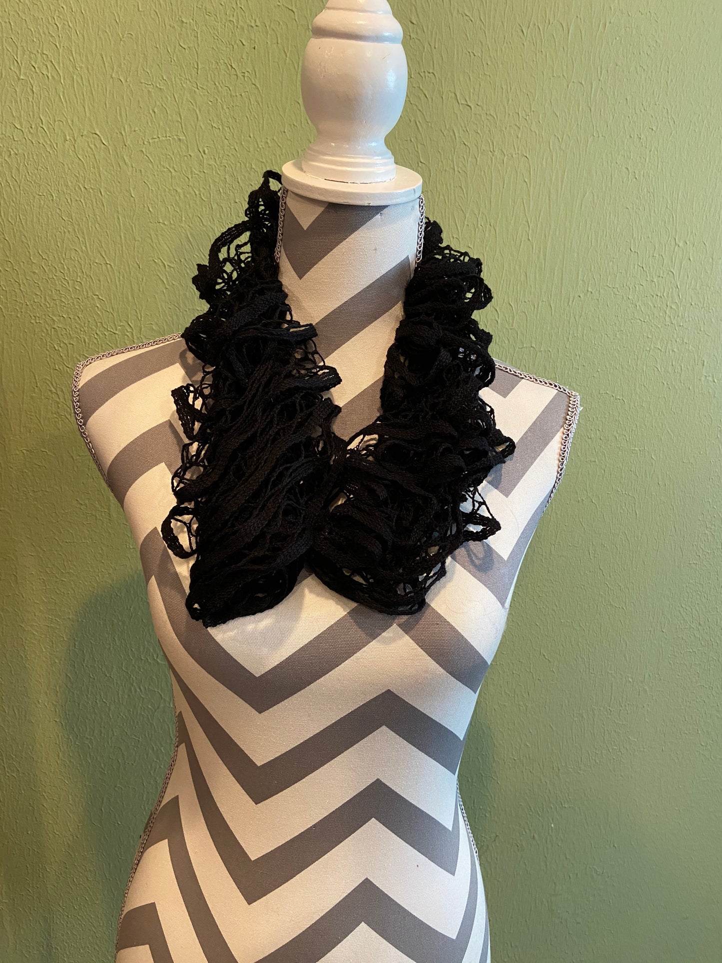 Ruffled Scarf handmade Black Metallic Sashay YarnPink tiful of LOVE