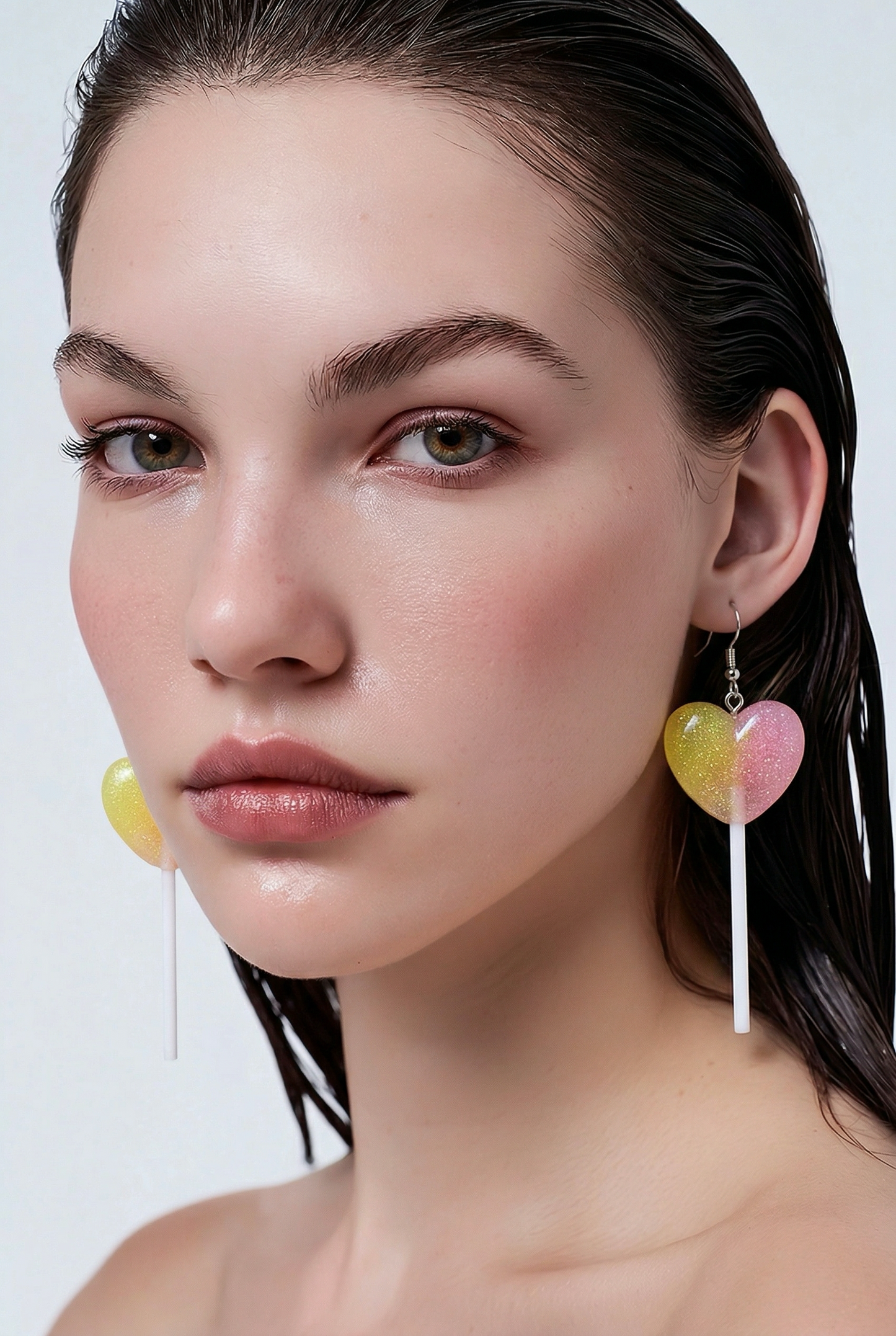 Glitter Heart Lollipop Earrings – Sweet Dangle Earrings