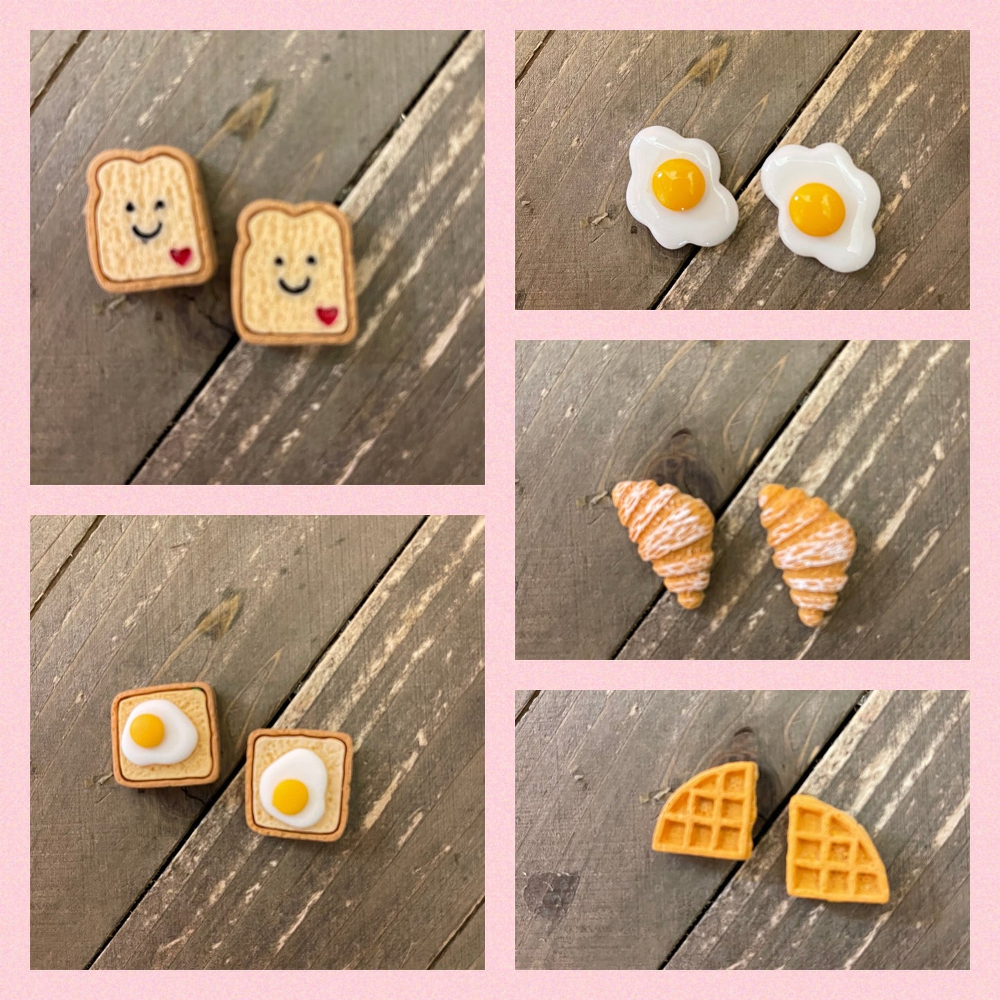 BREAKFAST FOOD COLLECTION Stud Earrings (5 to choose from)Pink tiful of LOVE