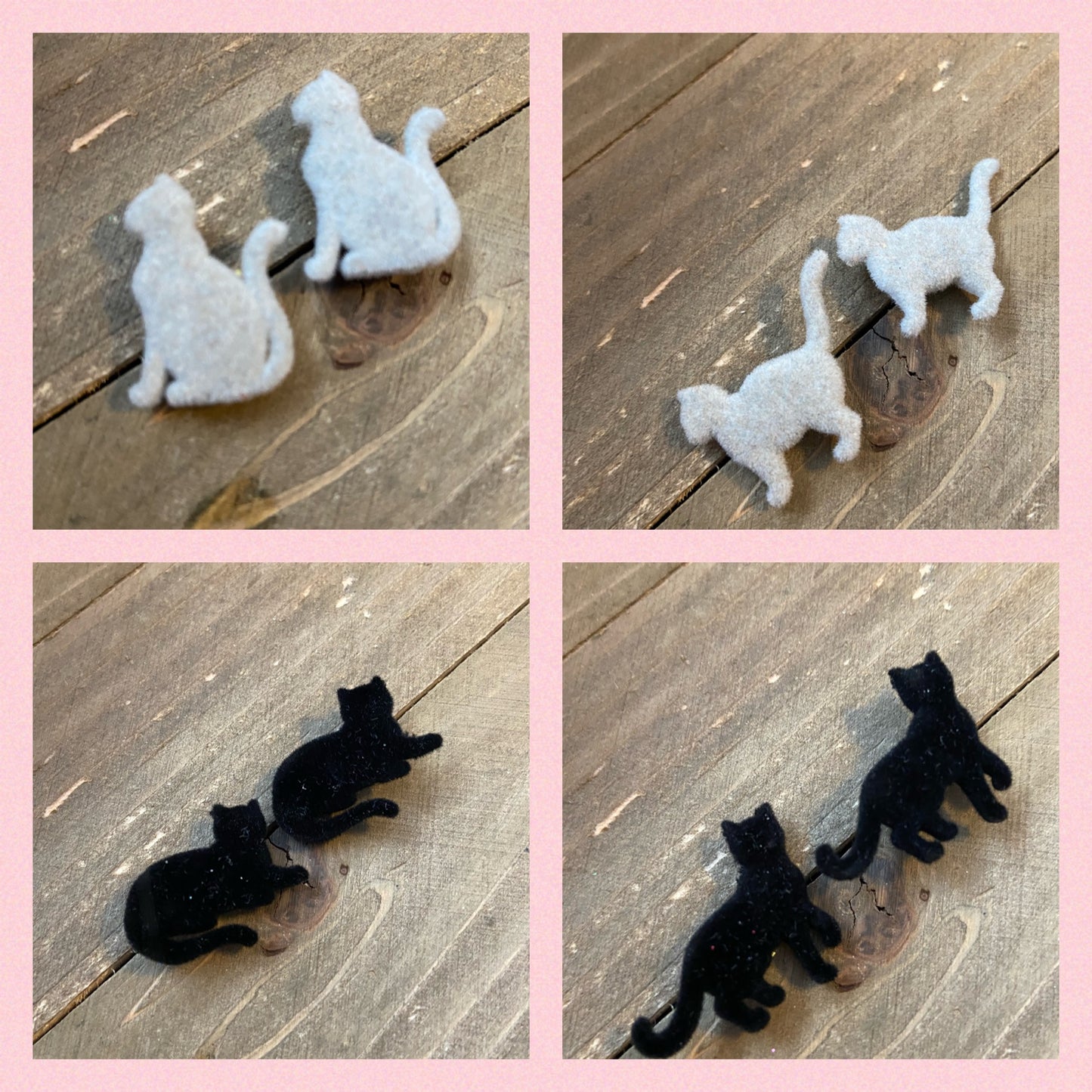 I LOVE CATS Post Earrings Gray Black velvetyPink tiful of LOVE