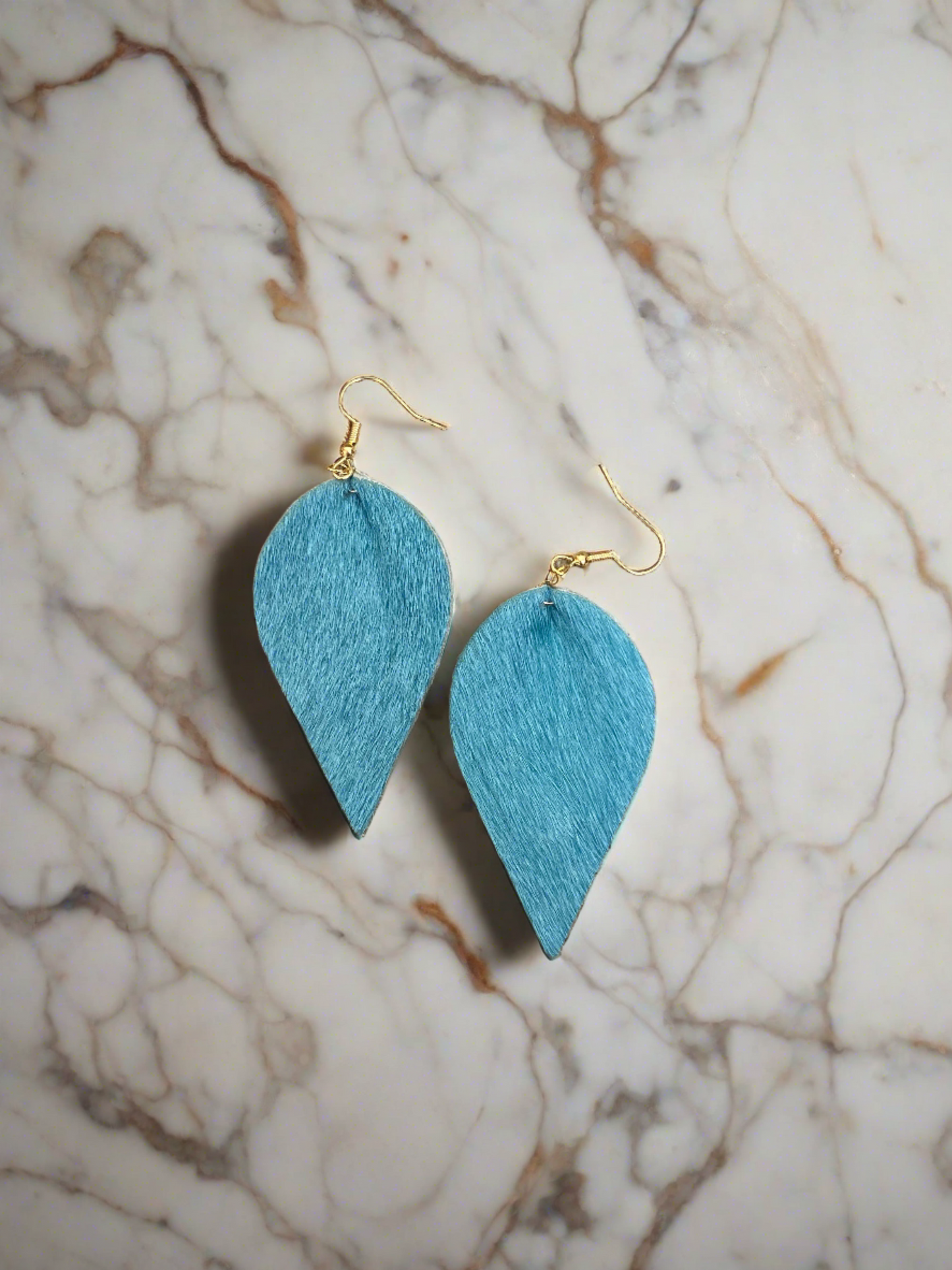 Turquoise Calf Hair Leather Drop Wire EarringsPink tiful of LOVE