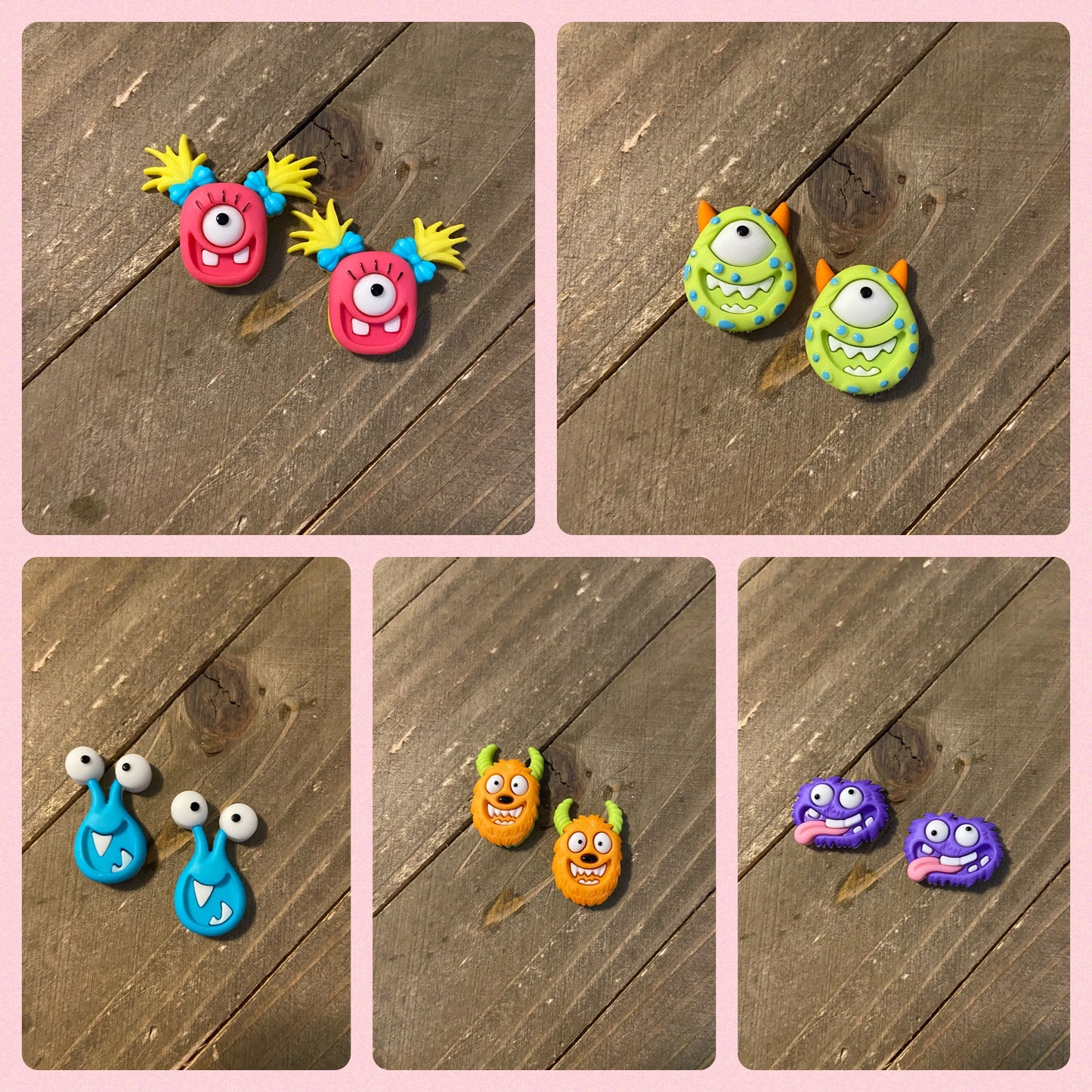 Mad for Monsters Earrings-(5 monsters to choose from)Pink tiful of LOVE