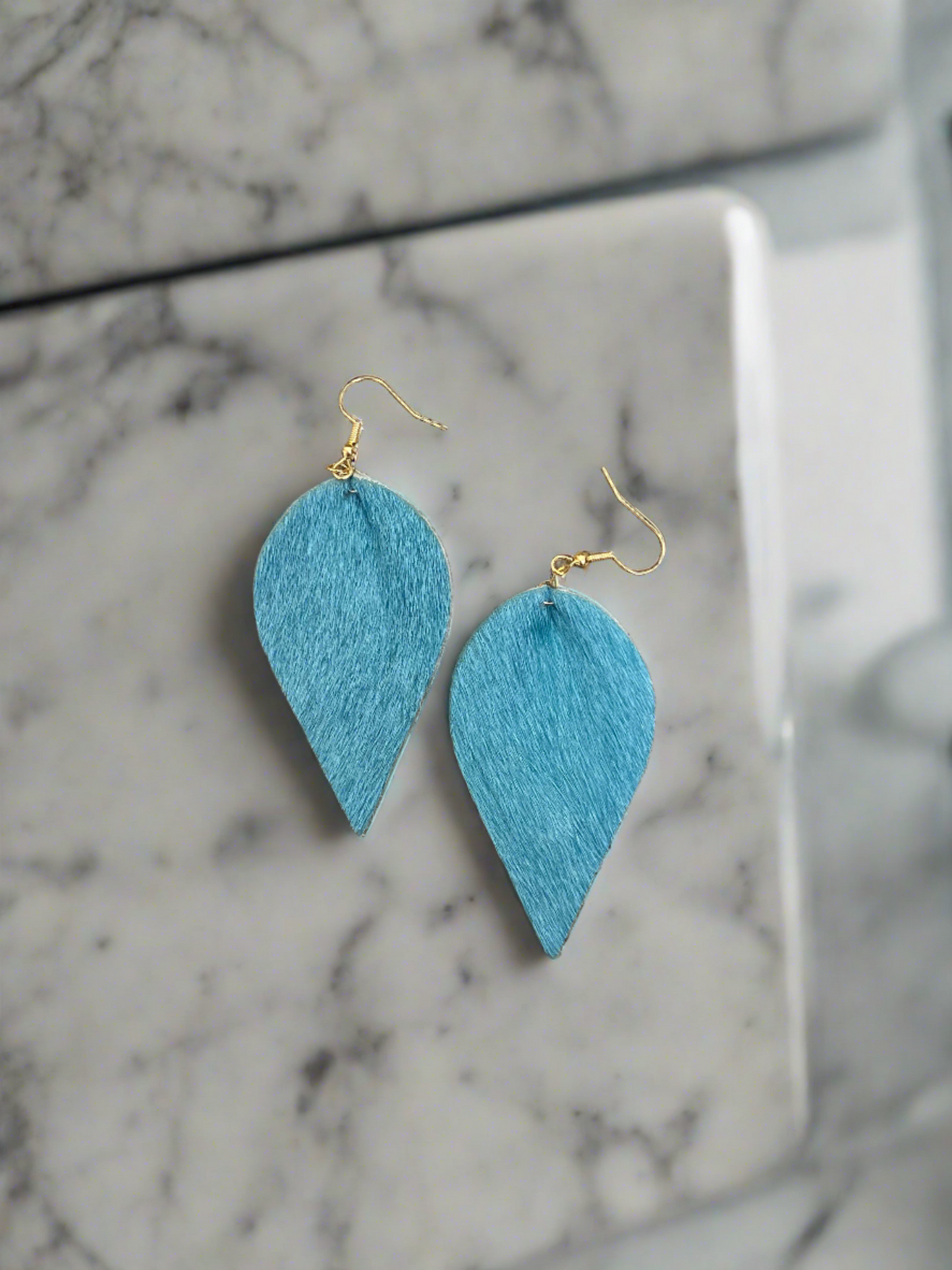 Turquoise Calf Hair Leather Drop Wire EarringsPink tiful of LOVE