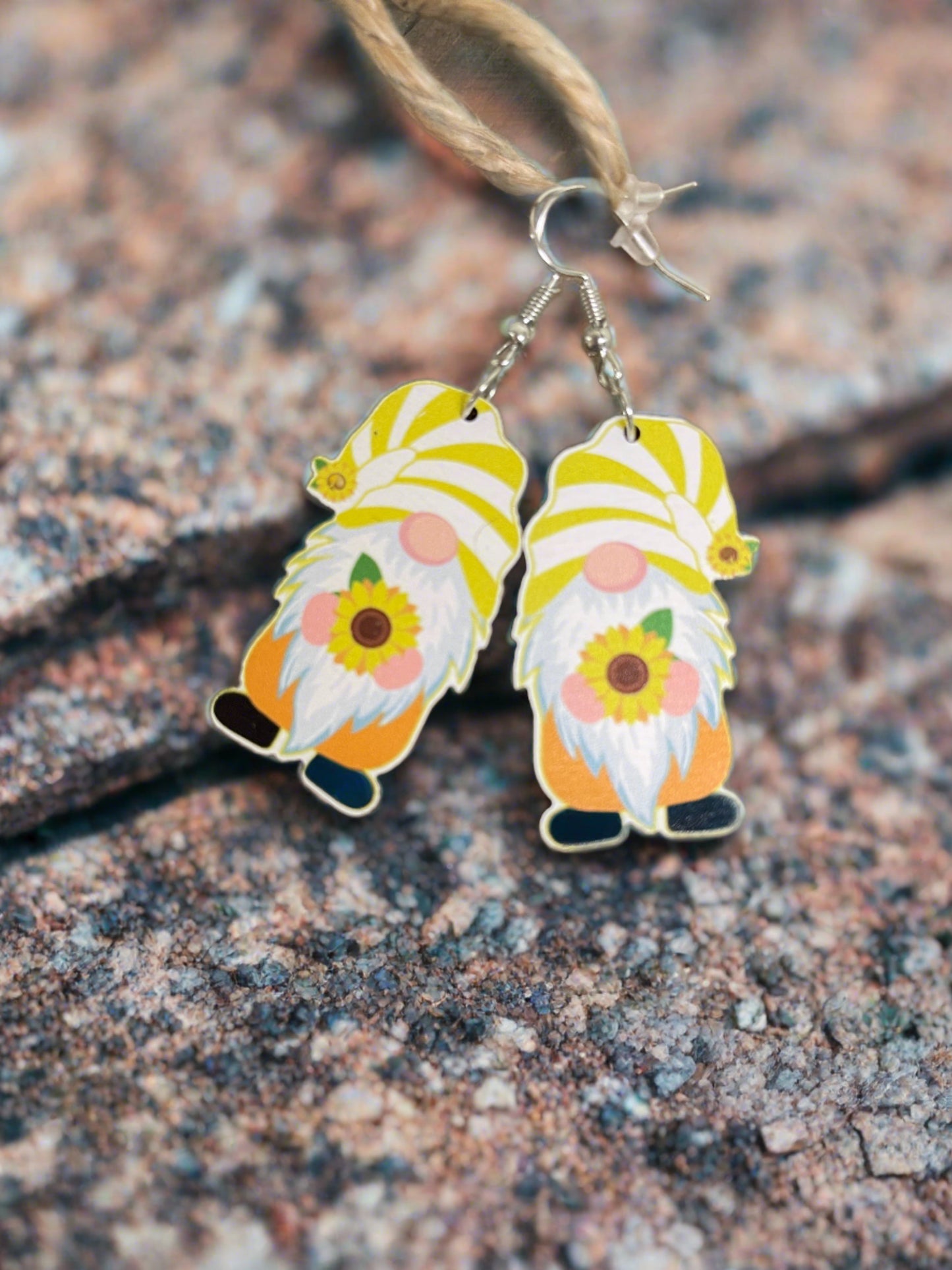Another Sunflower Gnome Wire earringsPink tiful of LOVE