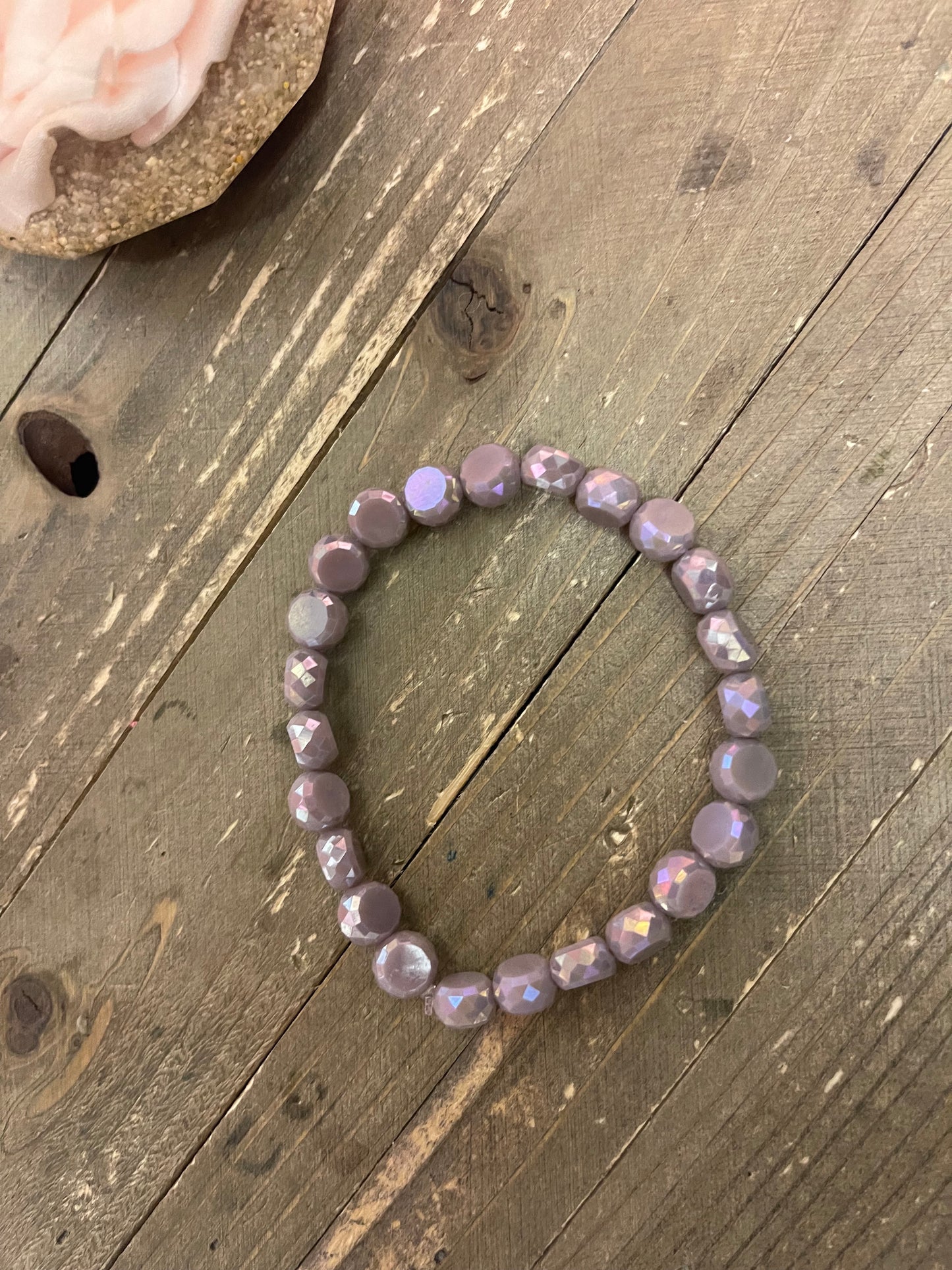 Purple faceted Marbled Faux Stone beaded Stretch braceletPink tiful of LOVE