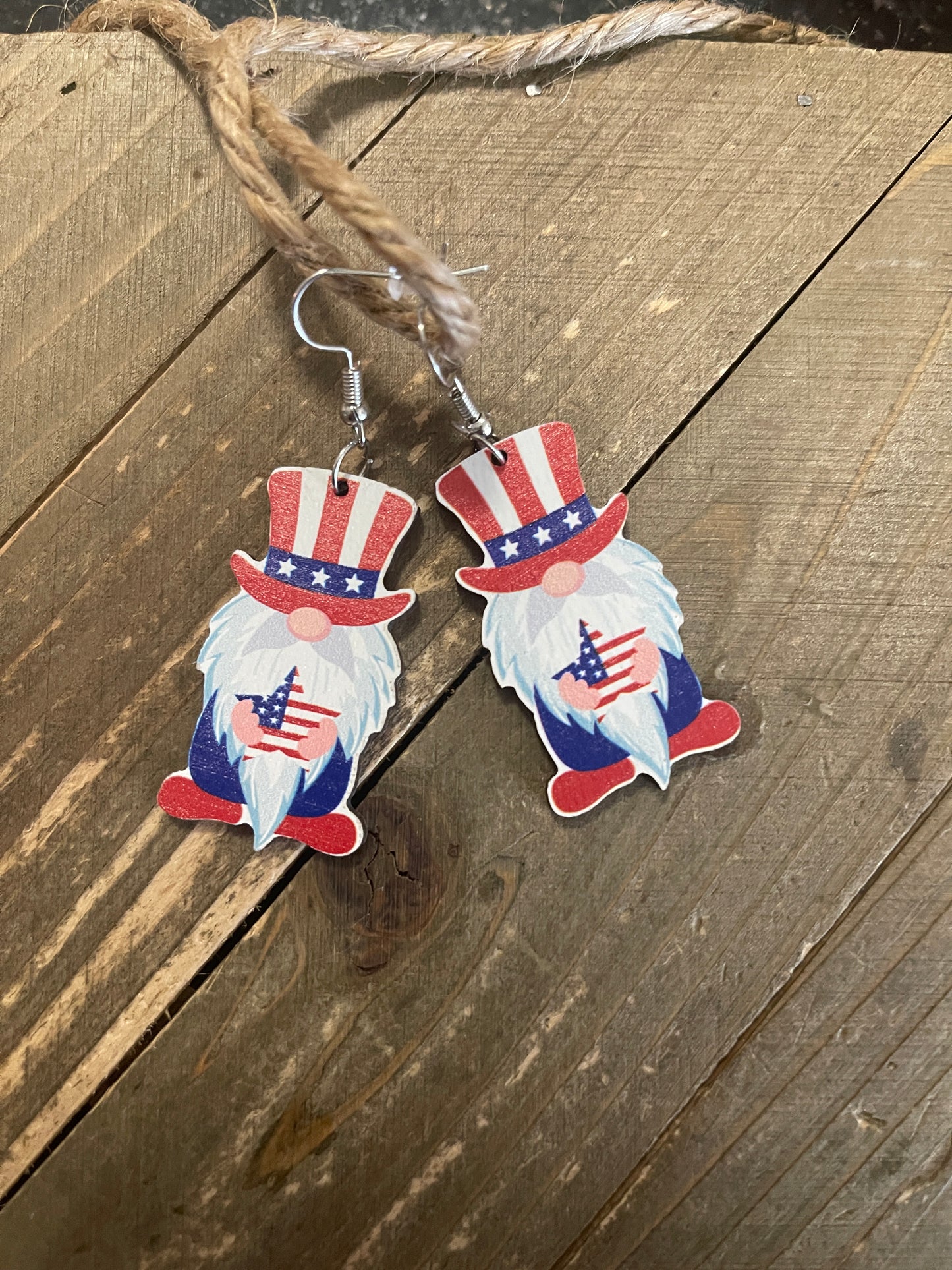 July 4th Gnome Wire earringsPink tiful of LOVE