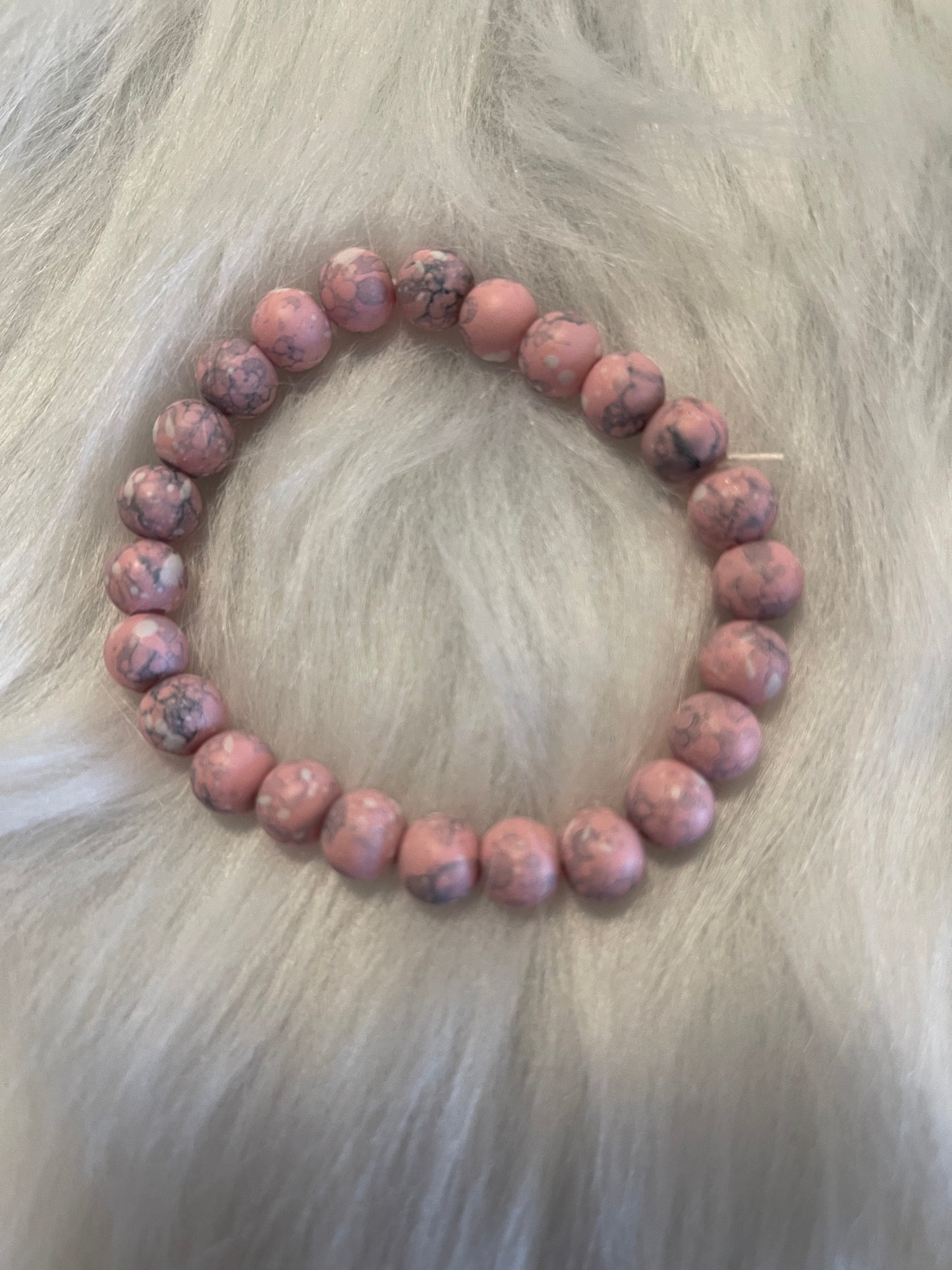 Pink Coated Spattered Beaded Stretch braceletPink tiful of LOVE