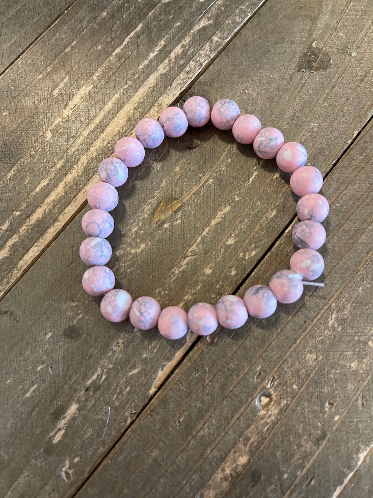 Pink Coated Spattered Beaded Stretch braceletPink tiful of LOVE