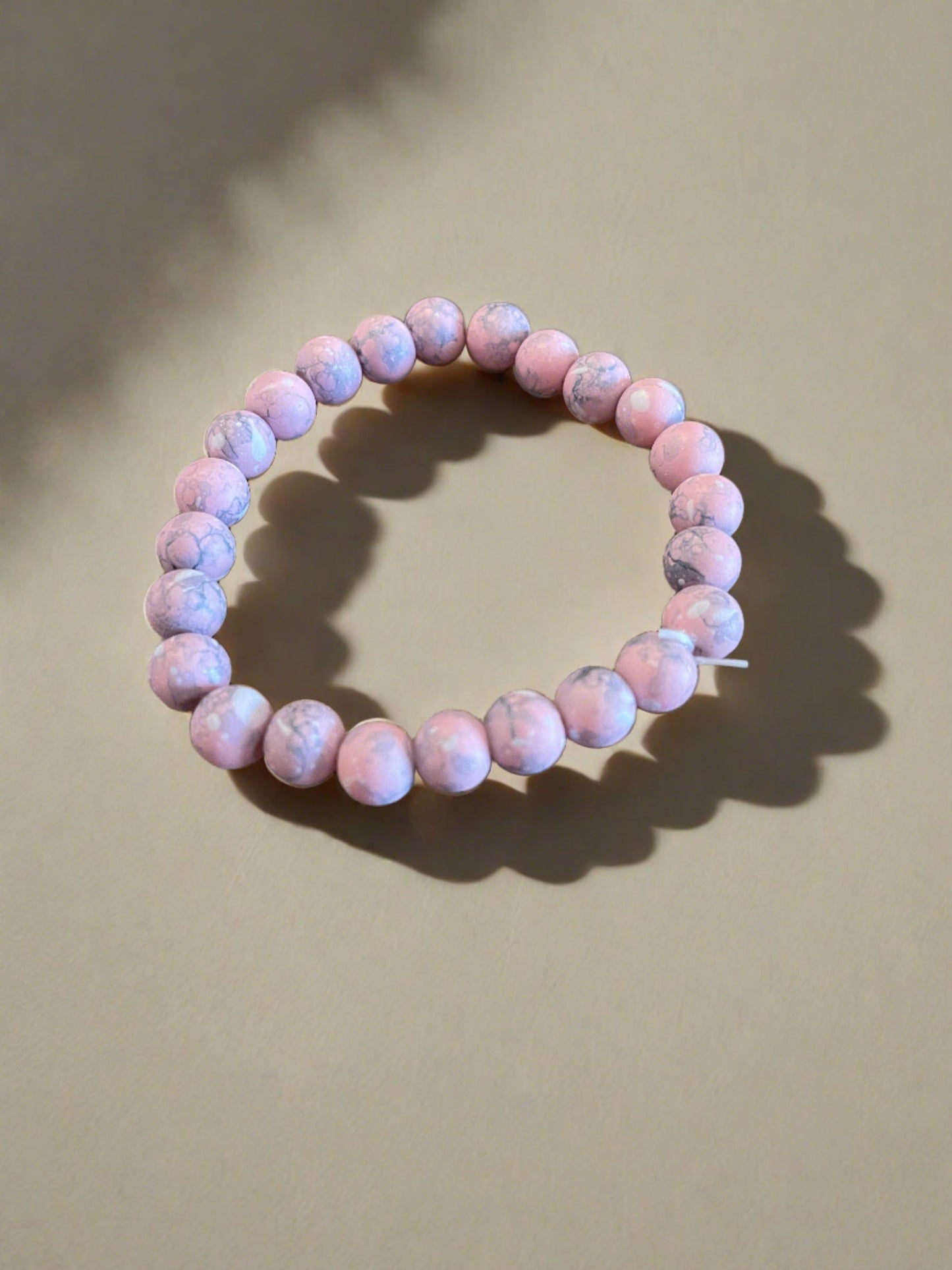 Pink Coated Spattered Beaded Stretch braceletPink tiful of LOVE