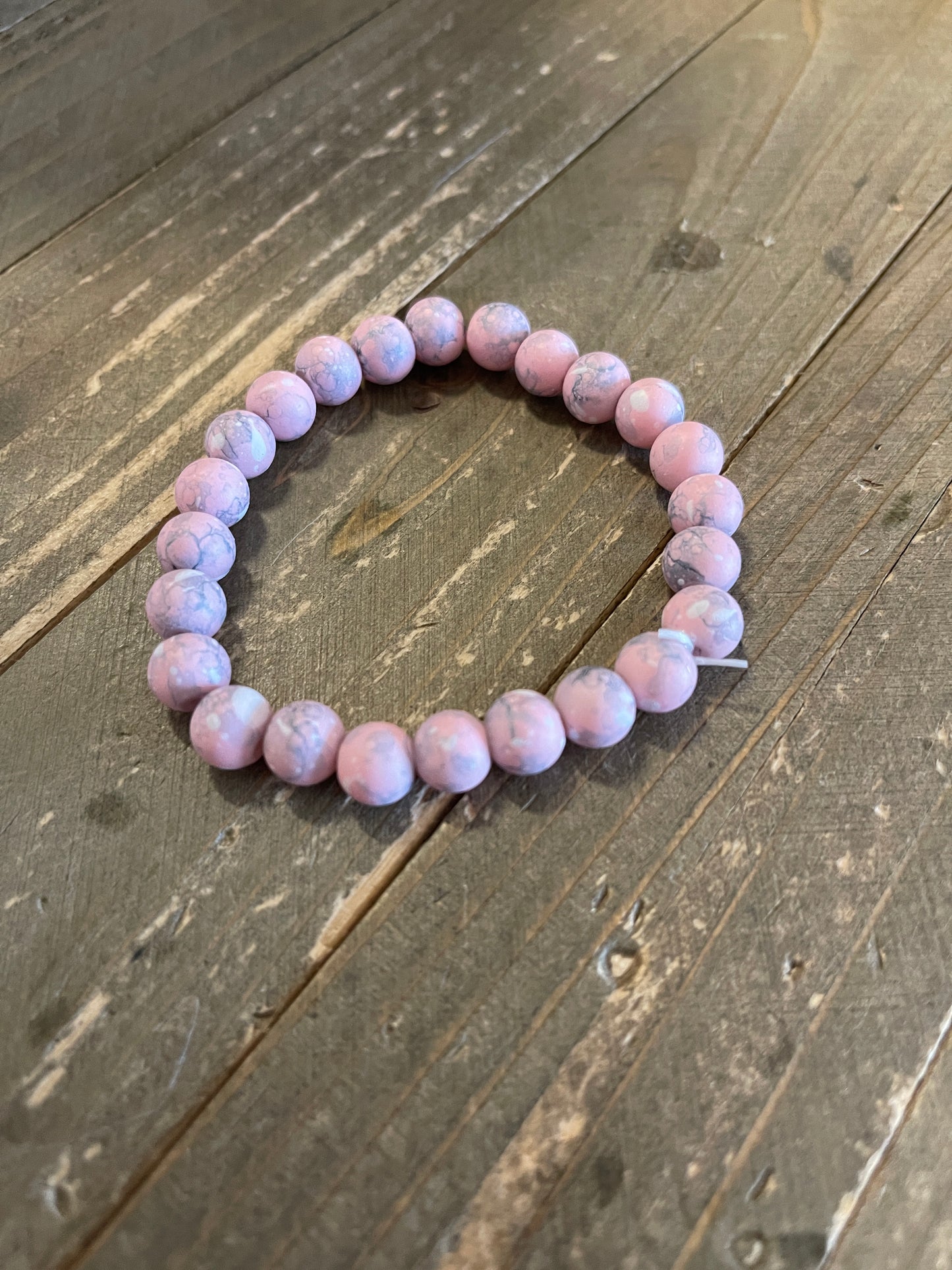 Pink Coated Spattered Beaded Stretch braceletPink tiful of LOVE