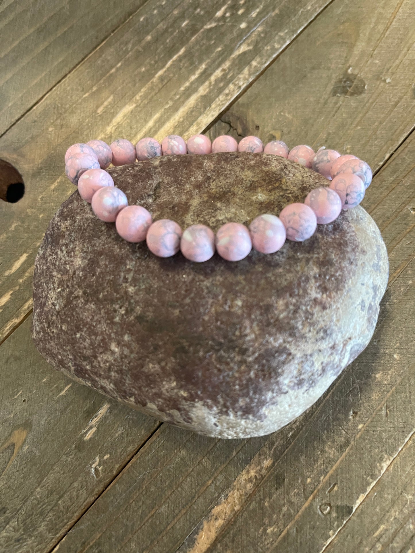 Pink Coated Spattered Beaded Stretch braceletPink tiful of LOVE