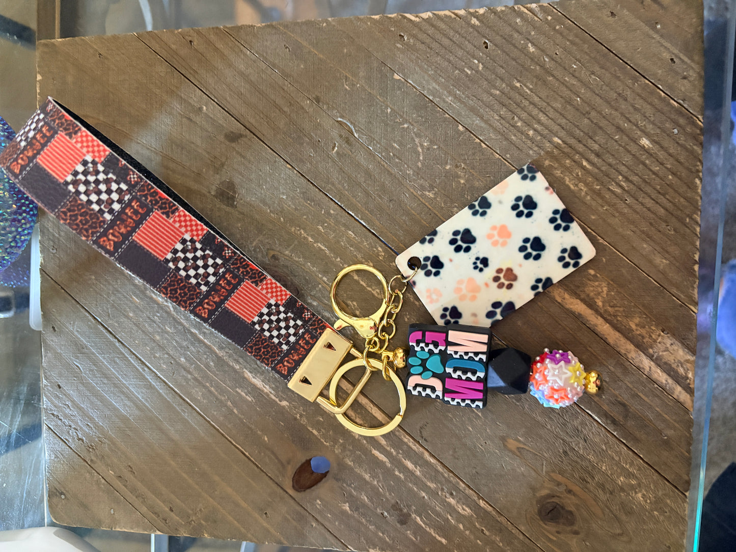 Black Lab Dog Mom Wristlet Keychain