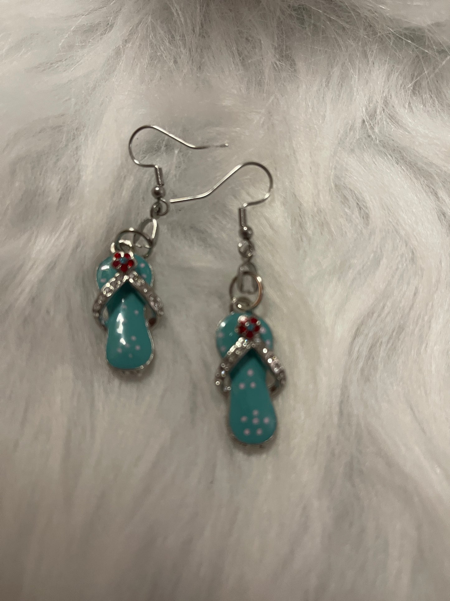 Light Blue Metal Flip Flops Charm Wire EarringsPink tiful of LOVE
