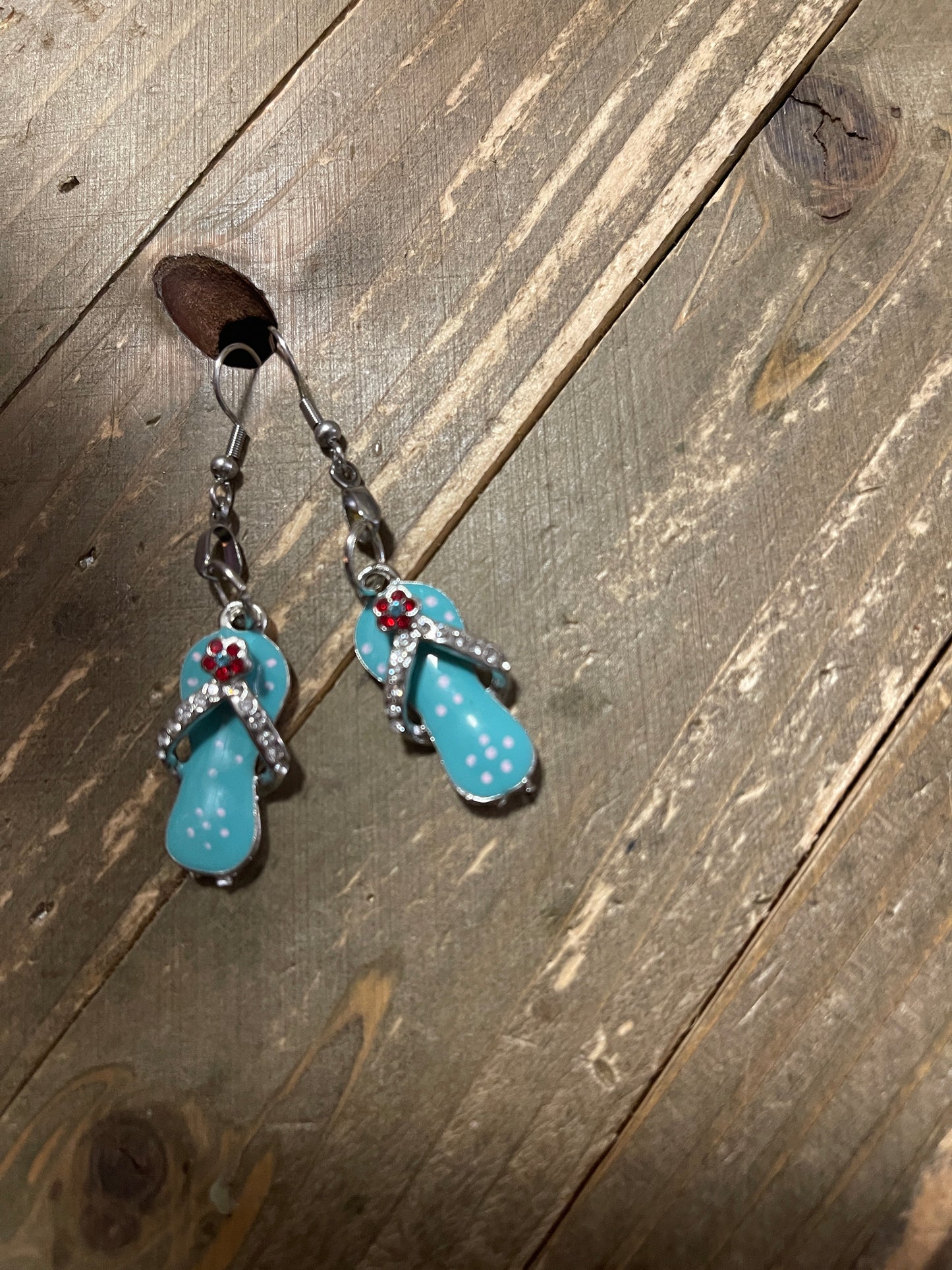 Light Blue Metal Flip Flops Charm Wire EarringsPink tiful of LOVE
