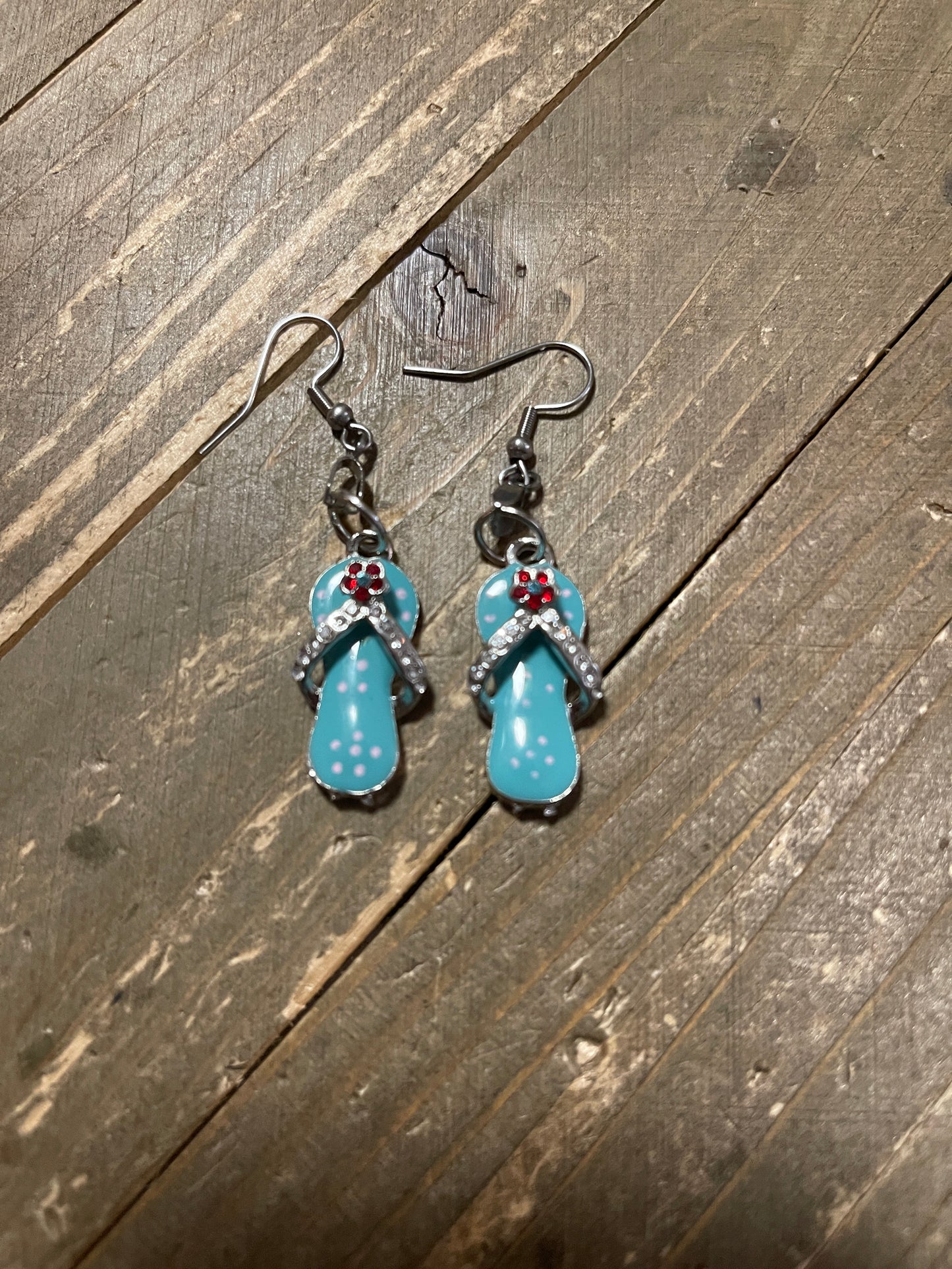 Light Blue Metal Flip Flops Charm Wire EarringsPink tiful of LOVE