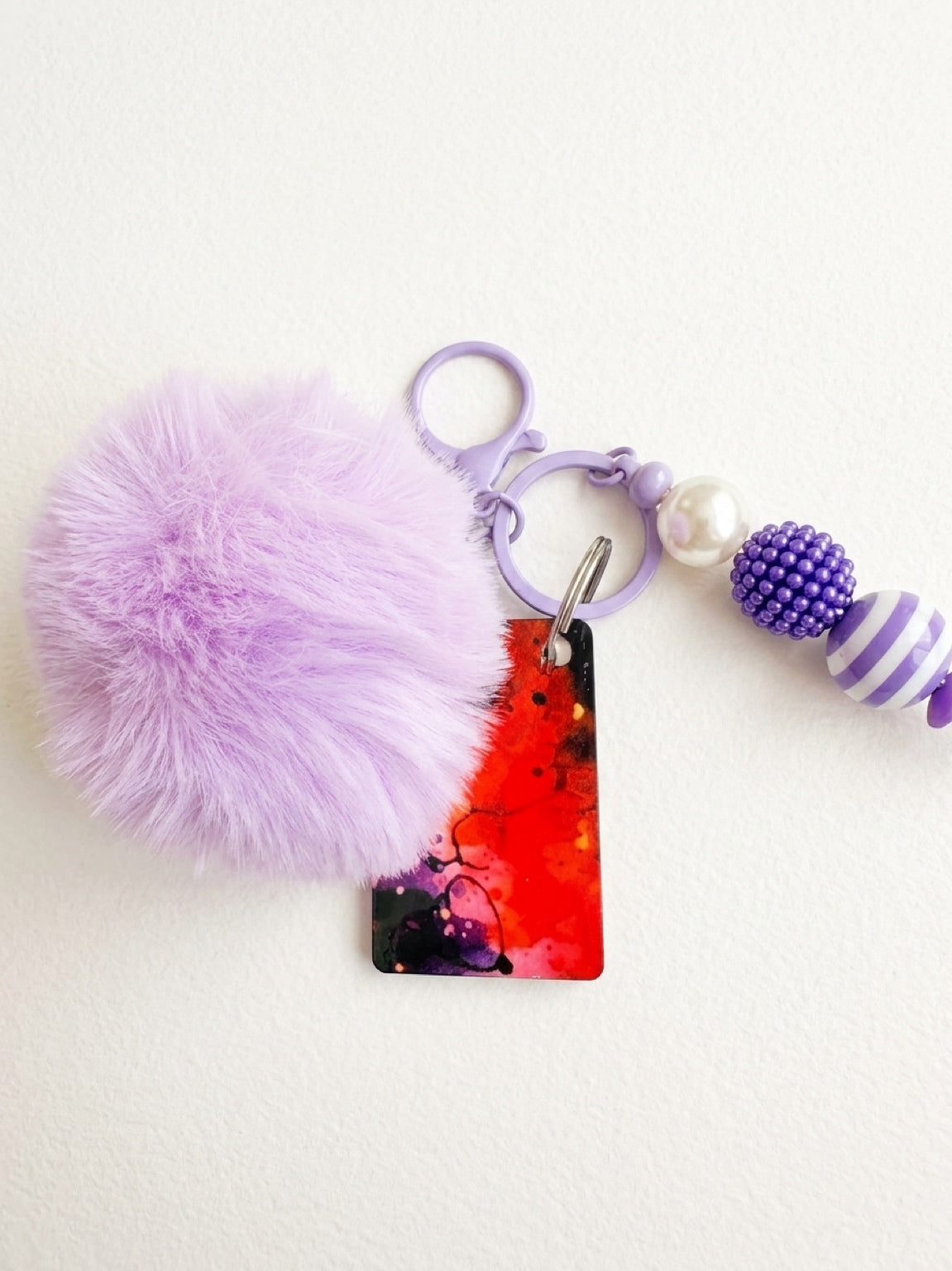 Purple Pom Pom Keychain