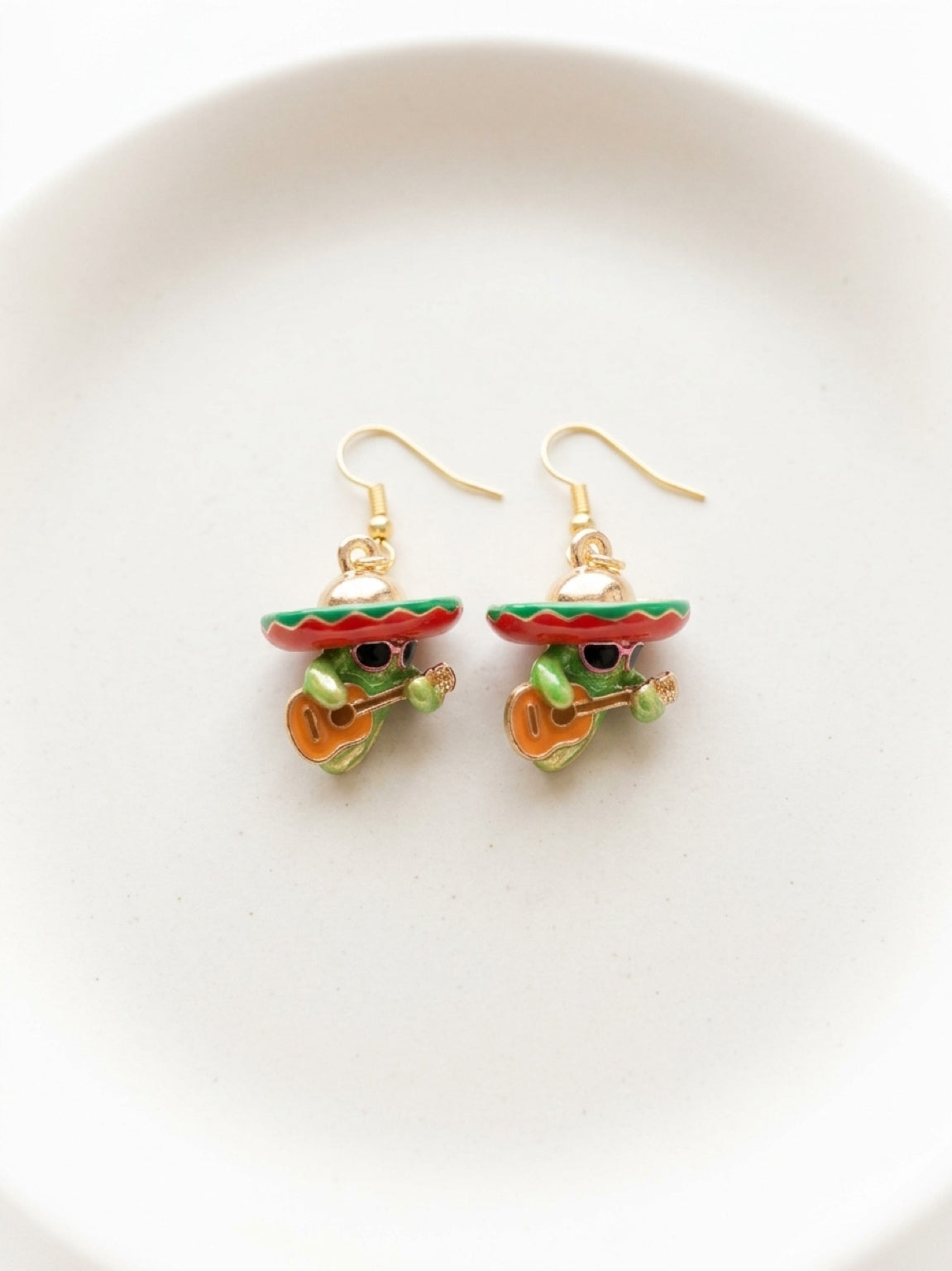 Fiesta Cactus Guitar Dangle Earrings