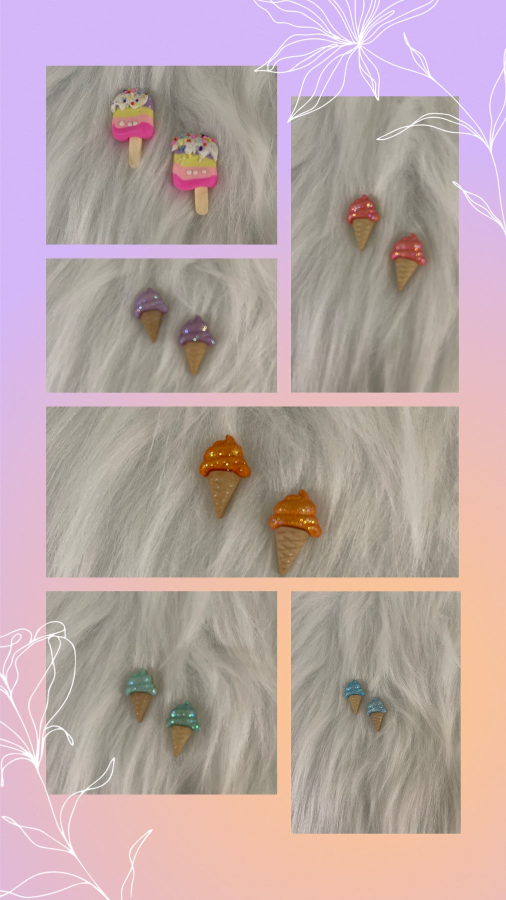 Glitter Ice Cream Treats Post Earrings (6 to choose from)Pink tiful of LOVE