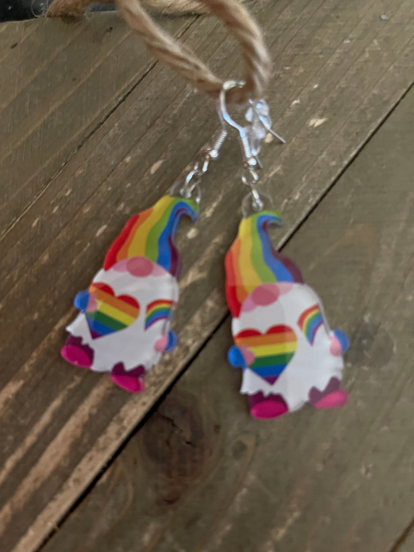 Rainbow Gnome Wire earringsPink tiful of LOVE