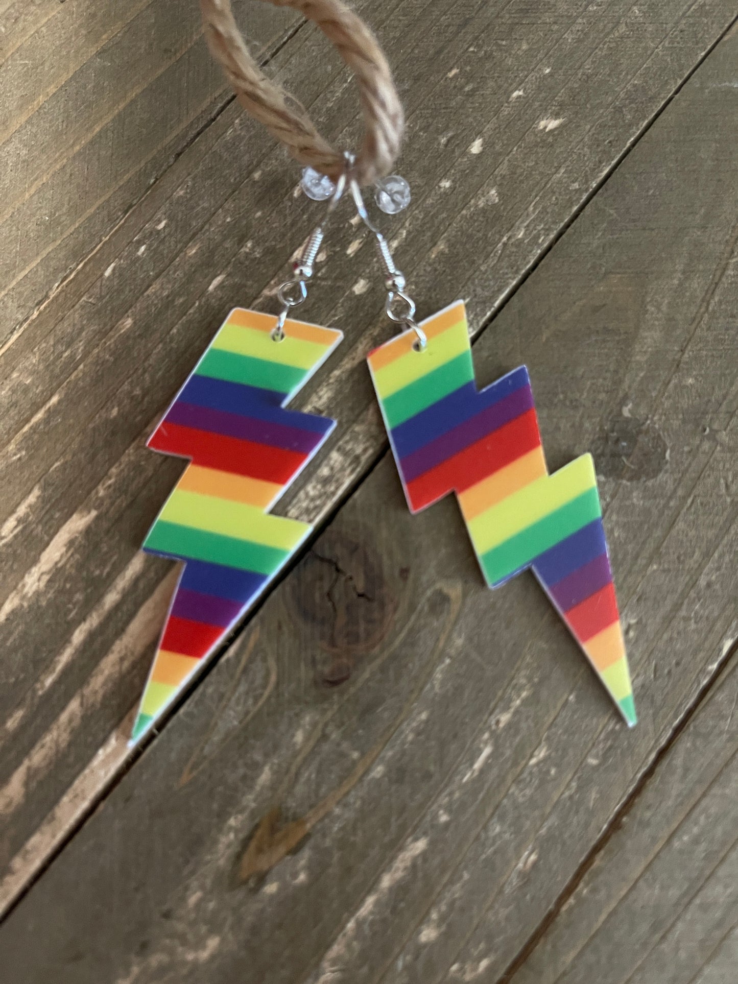 Rainbow Lightning Bolt Wire earringsPink tiful of LOVE