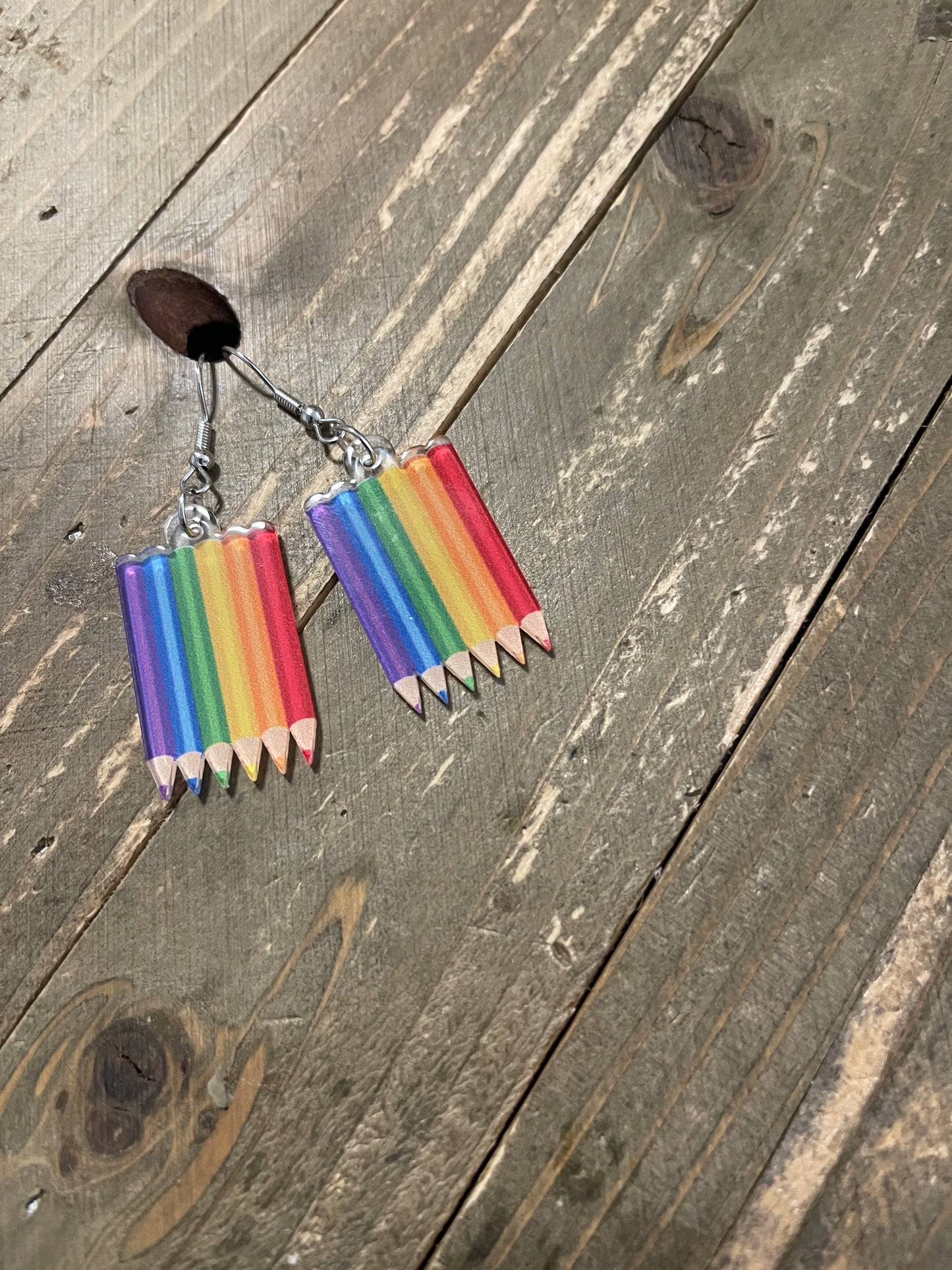Rainbow Pencil Wire earringsPink tiful of LOVE