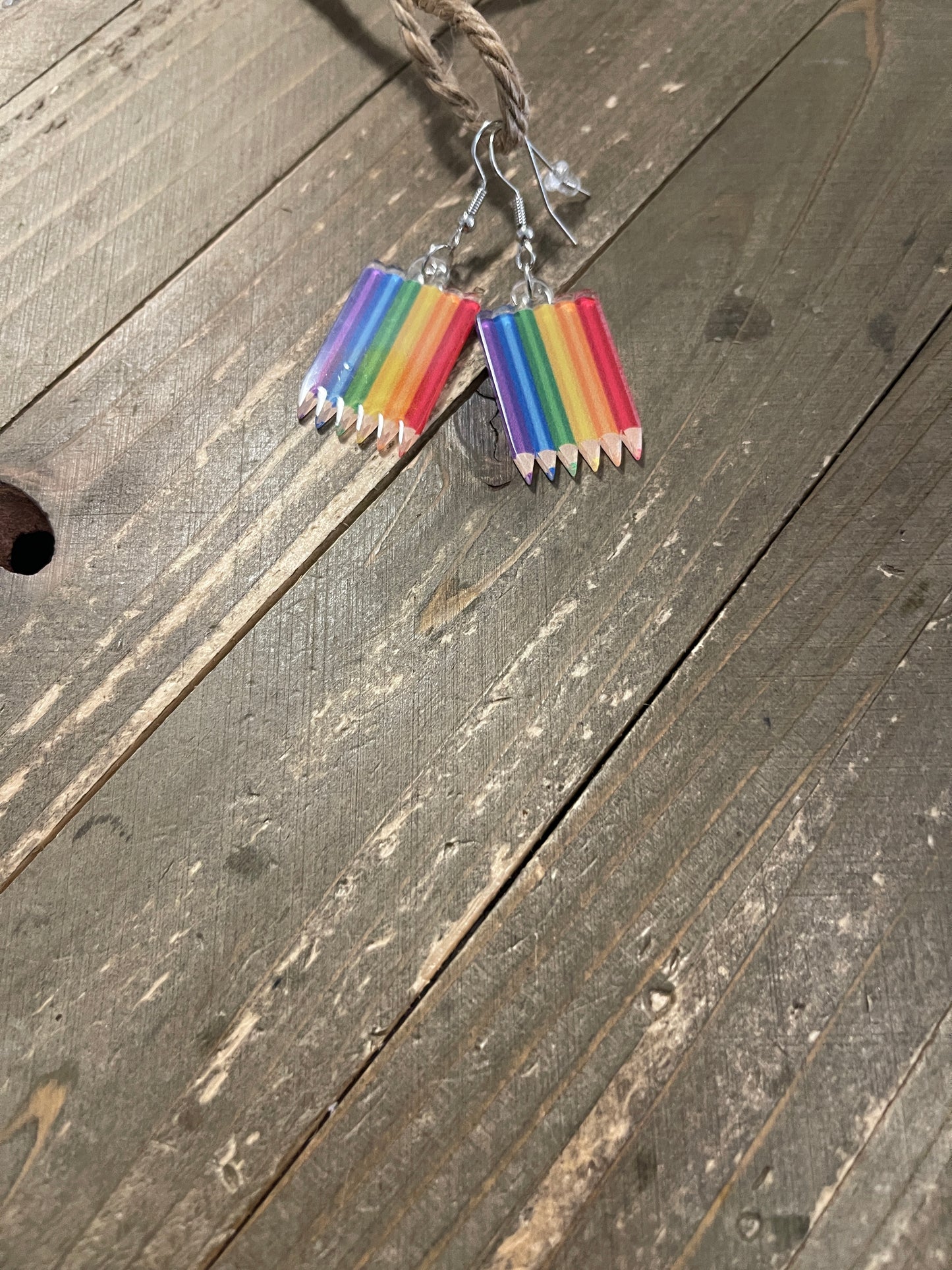 Rainbow Pencil Wire earringsPink tiful of LOVE