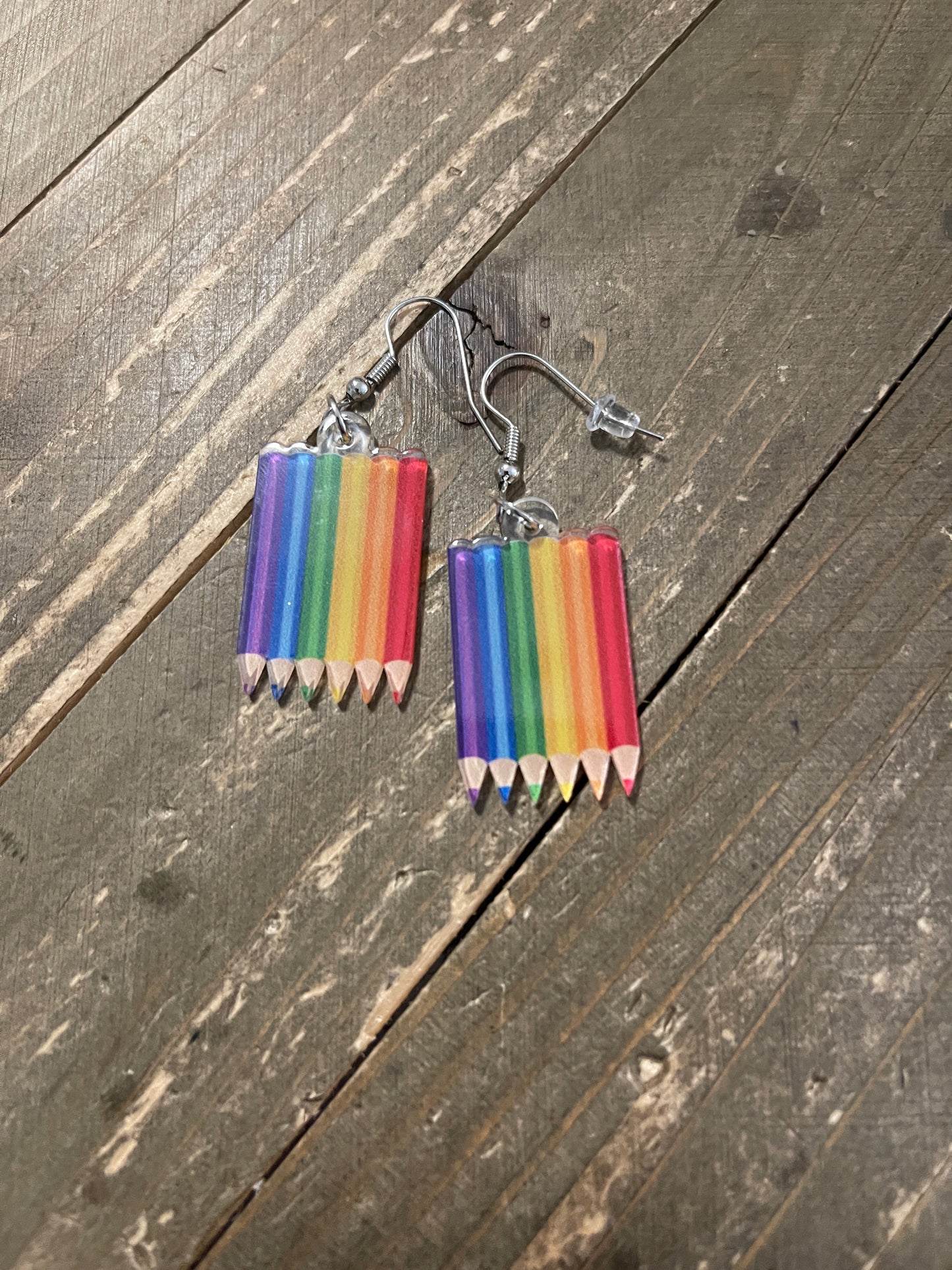 Rainbow Pencil Wire earringsPink tiful of LOVE