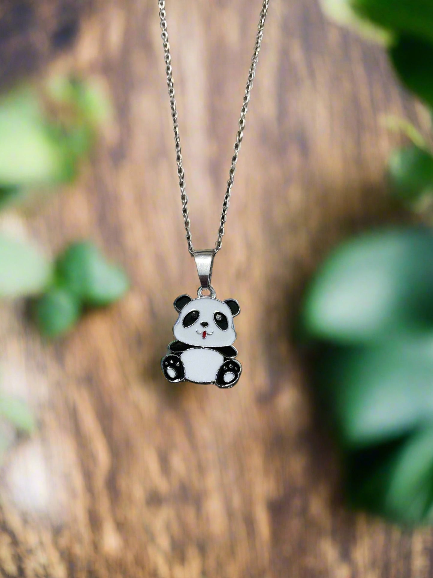 Adorable Panda Pendant on a Silver Chain NecklacePink tiful of LOVE