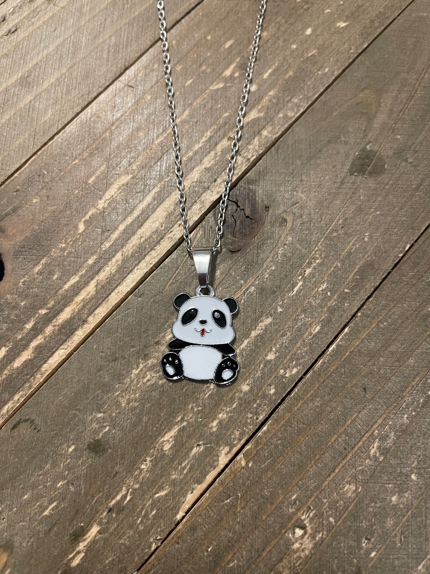Adorable Panda Pendant on a Silver Chain NecklacePink tiful of LOVE